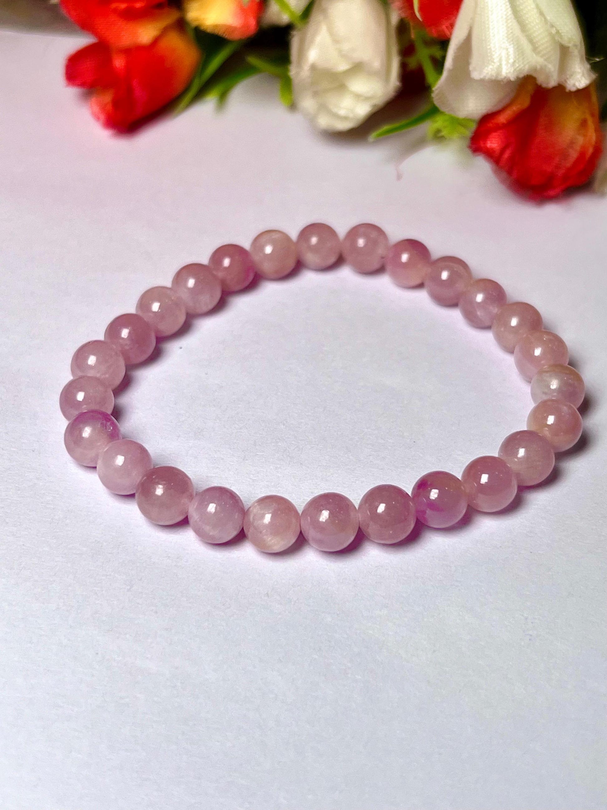 Kunzite Stone Bracelet l Stretchable Bracelet l Unisex Bracelet l 7-8 MM Bracelet