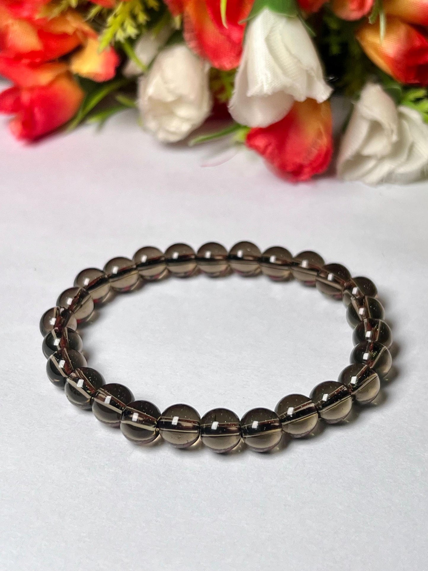 Smoky Quartz Stone Bracelet l Stretchable Bracelet l Unisex Bracelet l 8 MM Bracelet