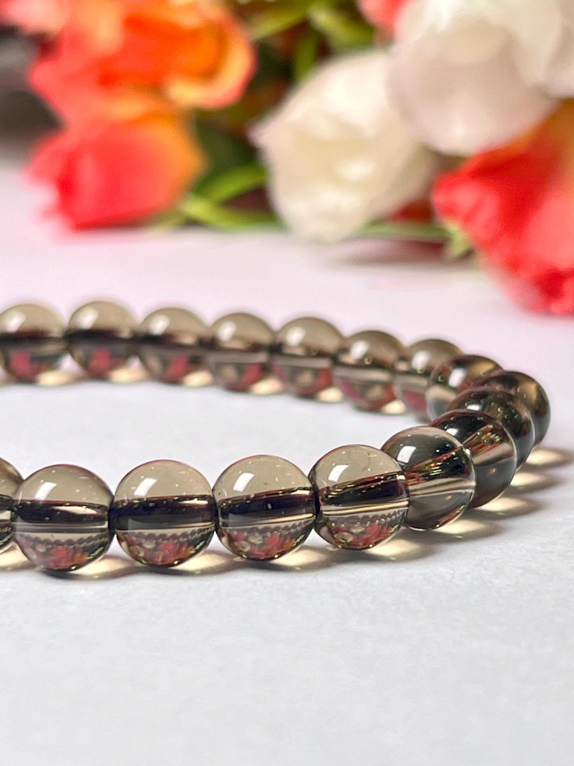 Smoky Quartz Stone Bracelet l Stretchable Bracelet l Unisex Bracelet l 8 MM Bracelet