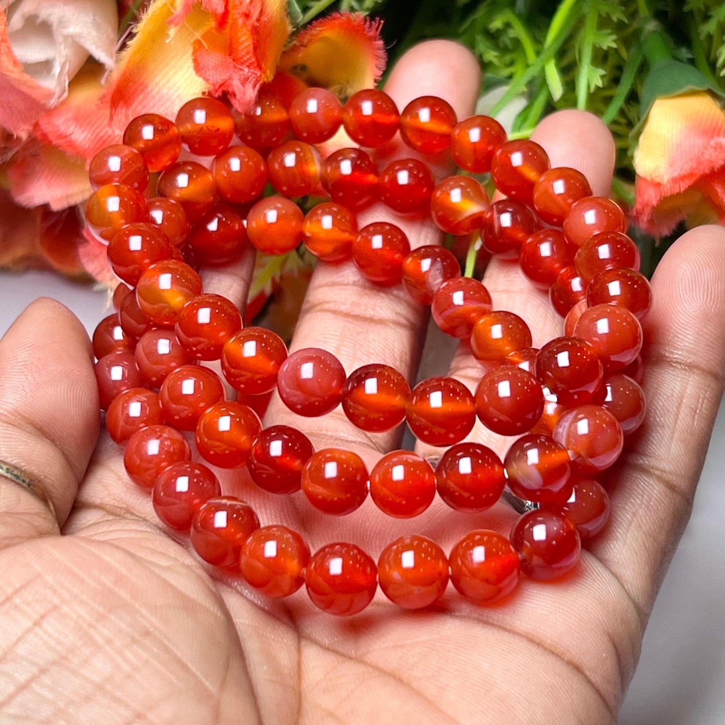 Red Onyx Stone Bracelet l Stretchable Bracelet l Unisex Bracelet l 8 MM Bracelet