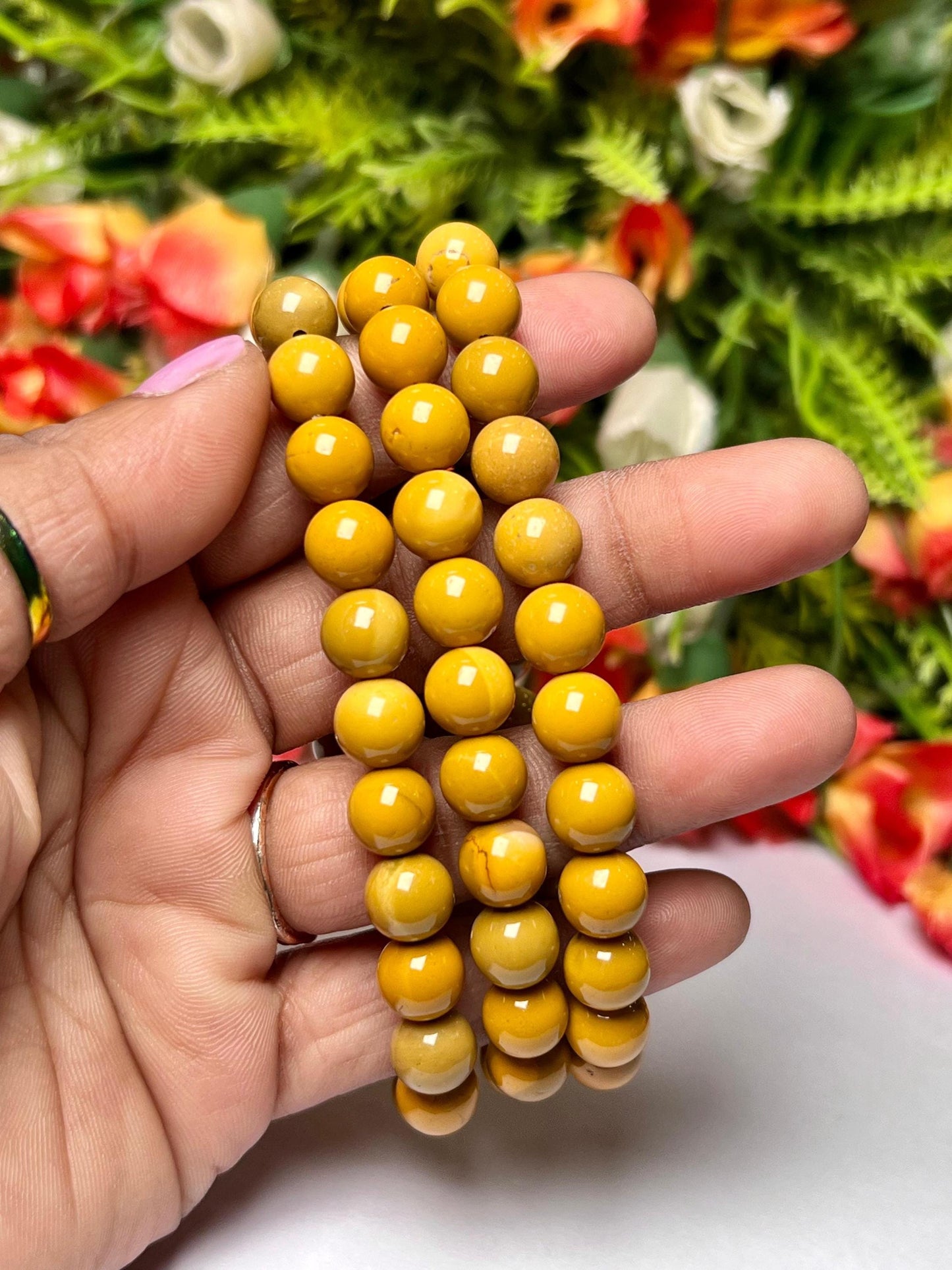 Yellow Jasper Stone Bracelet l Stretchable Bracelet l Unisex Bracelet l 8 MM Bracelet