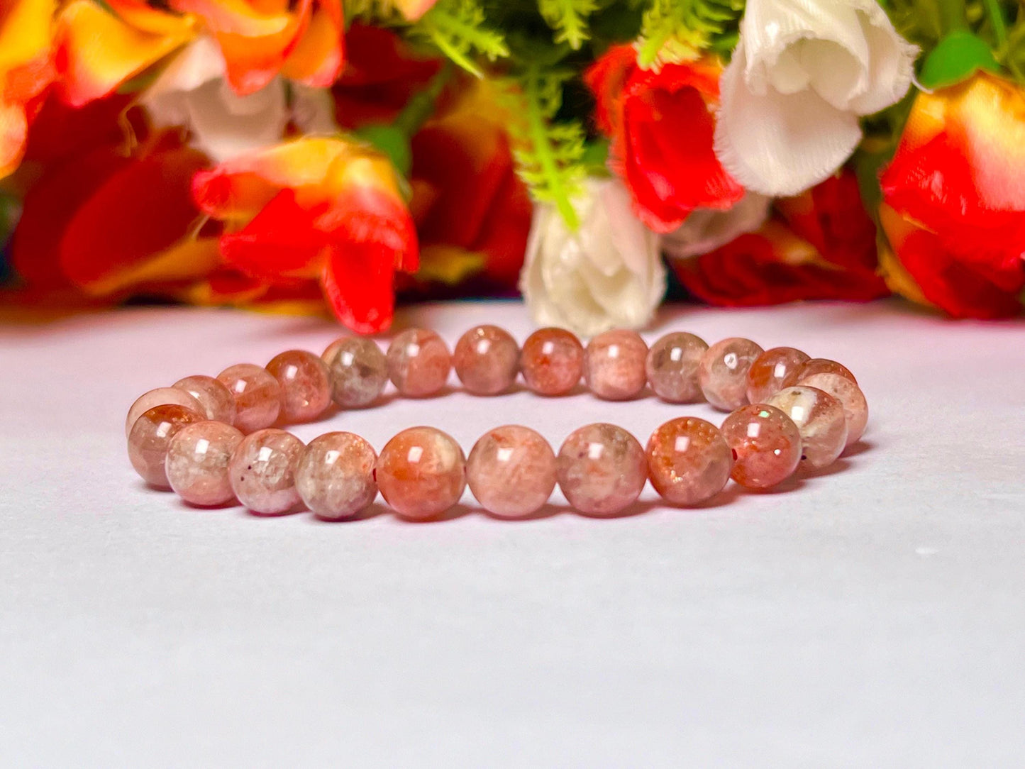 Sunstone Stone Bracelet l Stretchable Bracelet l Unisex Bracelet l 8 MM Bracelet