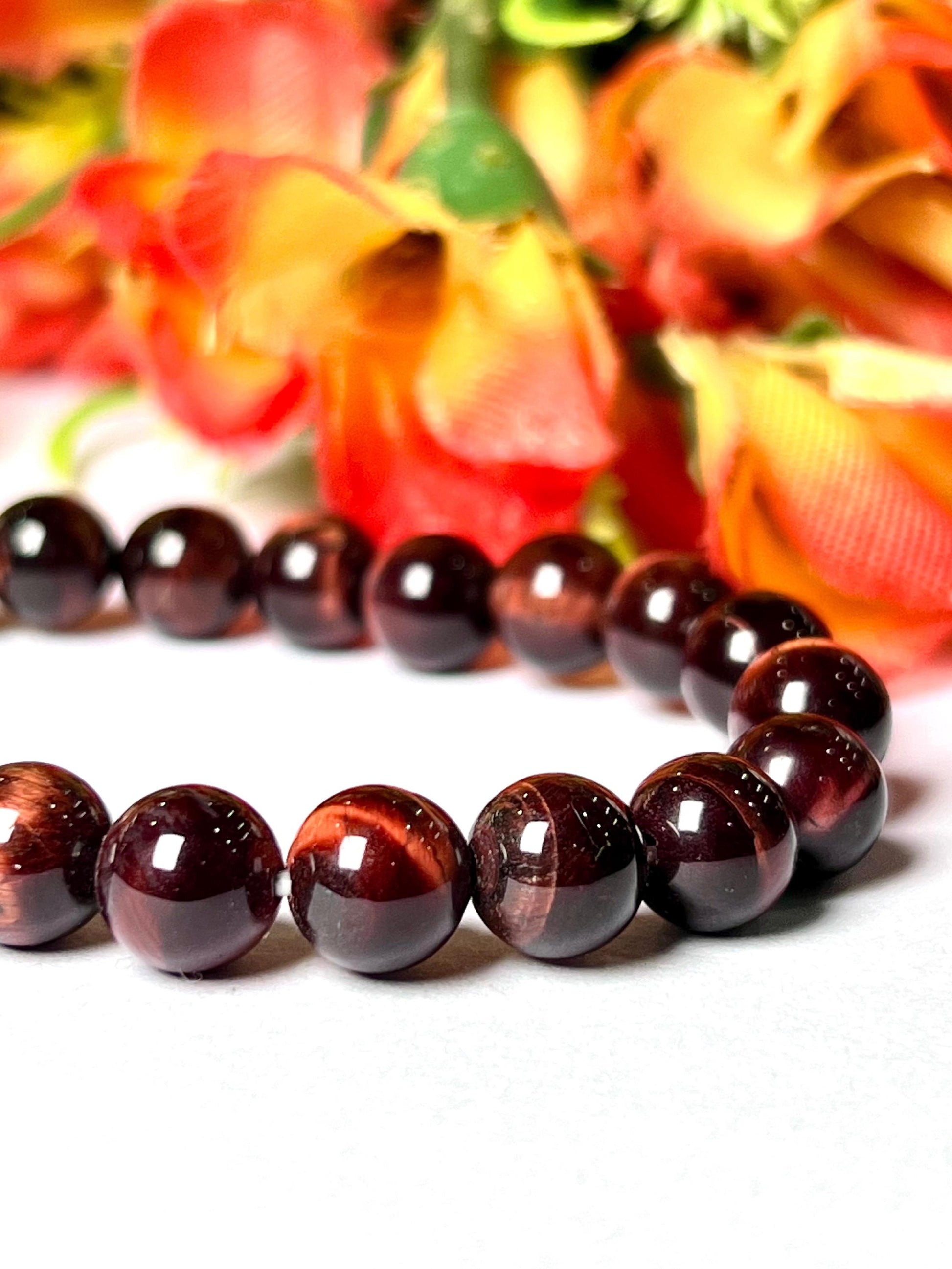 Bull Red Tiger Eye Stone Bracelet l Stretchable Bracelet l Unisex Bracelet l 8 MM Bracelet