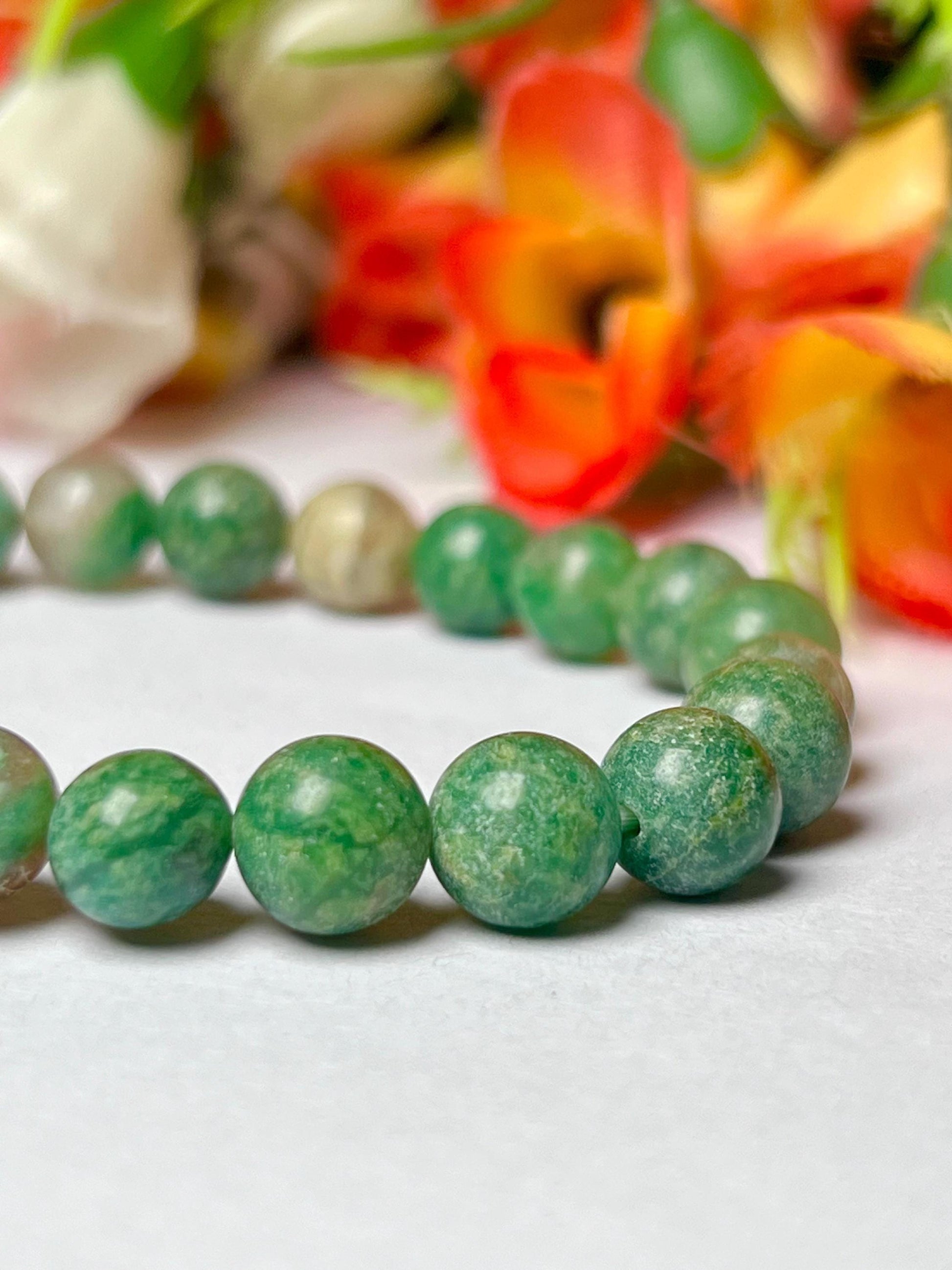 Euchlorite Kmaite Stone 8 MM Stretchable Bracelet