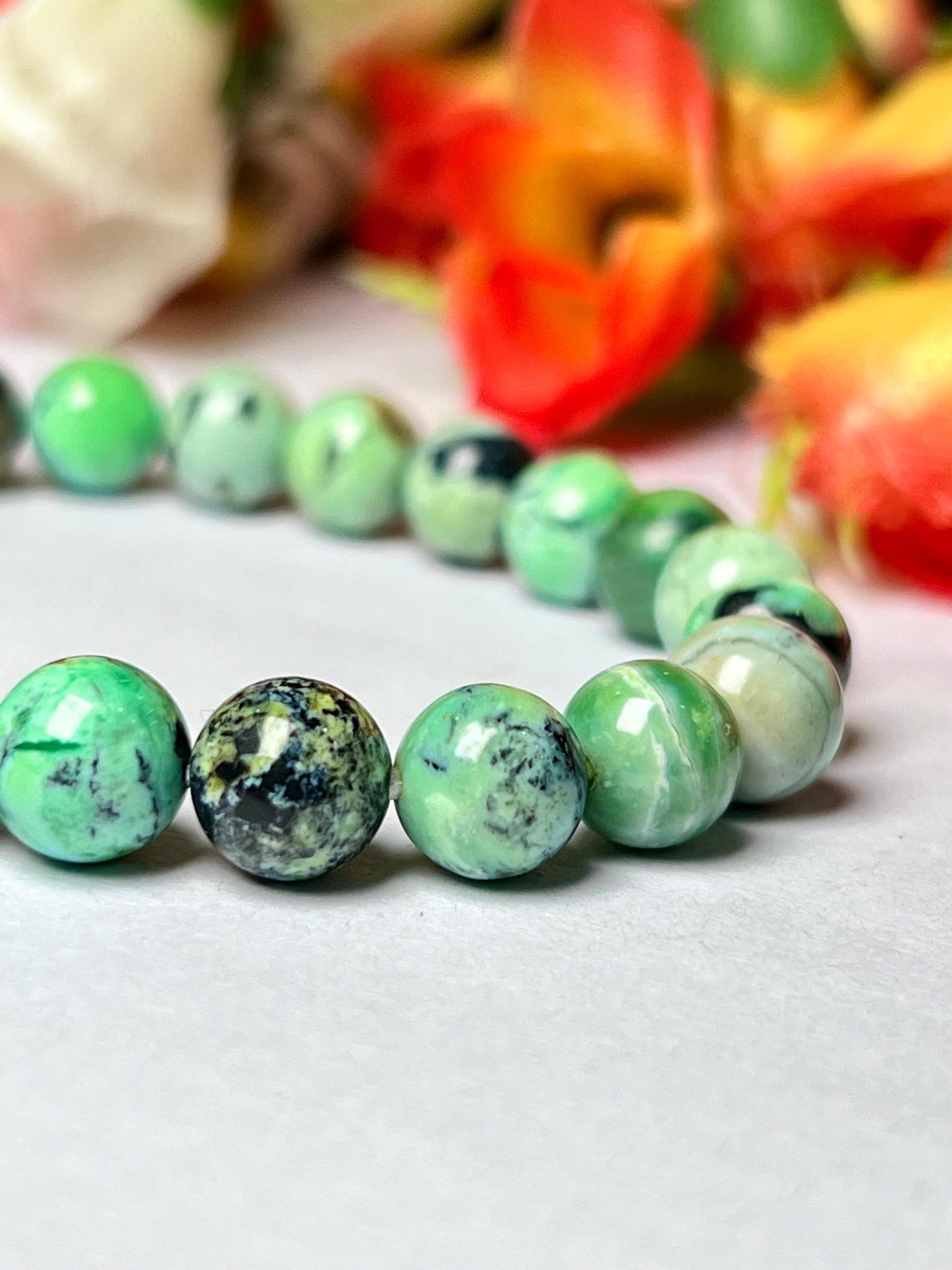 Variscite Stone Bracelet l Stretchable Bracelet l Unisex Bracelet l 8 MM Bracelet