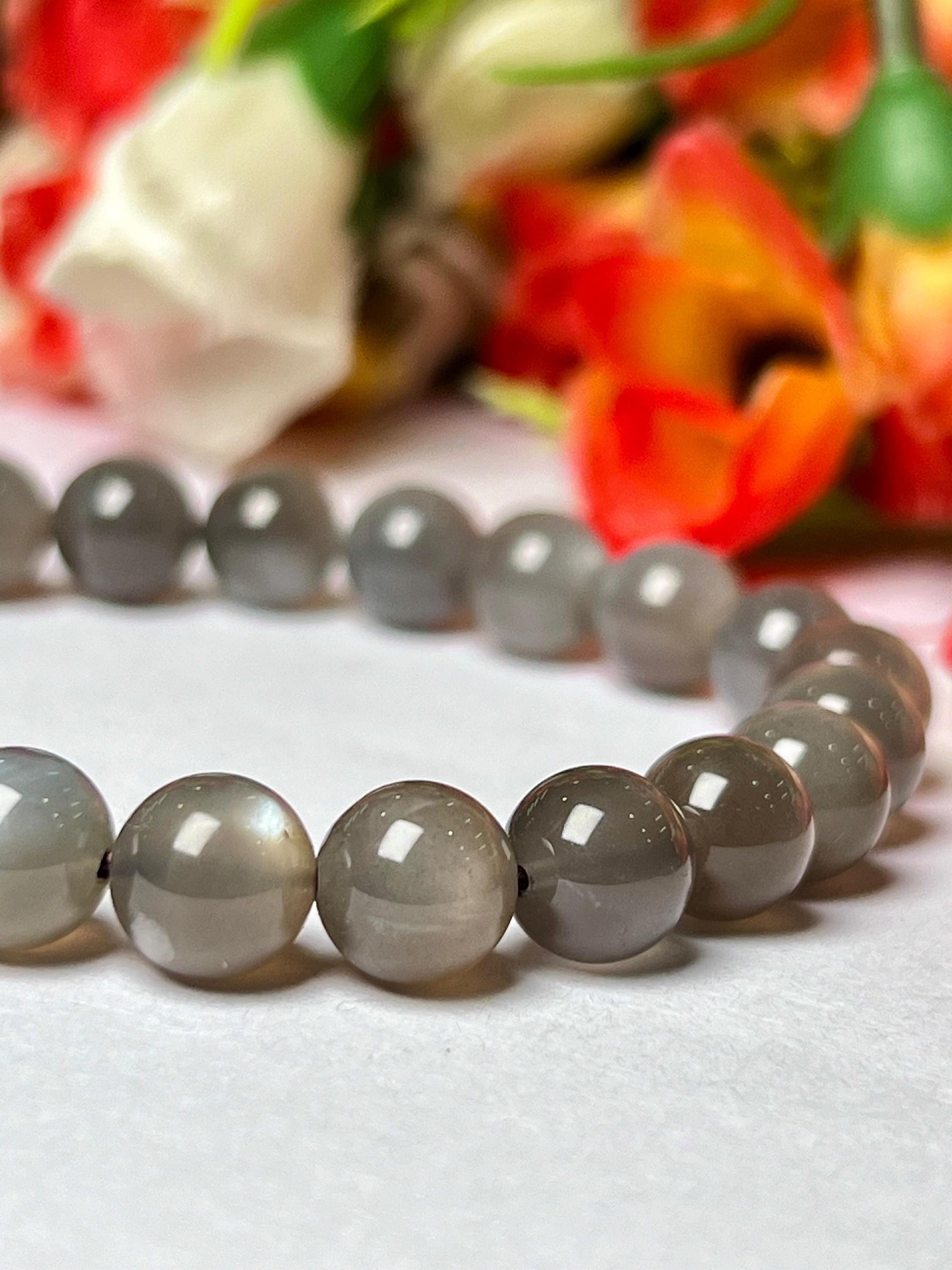 Black Moonstone Stone Bracelet l Stretchable Bracelet l Unisex Bracelet l 8 MM Bracelet