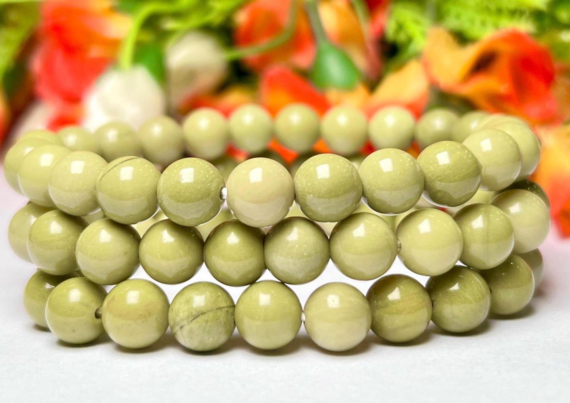 Avocado Jasper Stone Bracelet l Stretchable Bracelet l Unisex Bracelet l 8 MM Bracelet