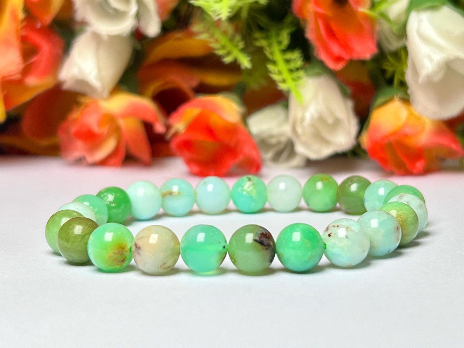 Chrysoprase Stone Bracelet l Stretchable Bracelet l Unisex Bracelet l 8 MM Bracelet