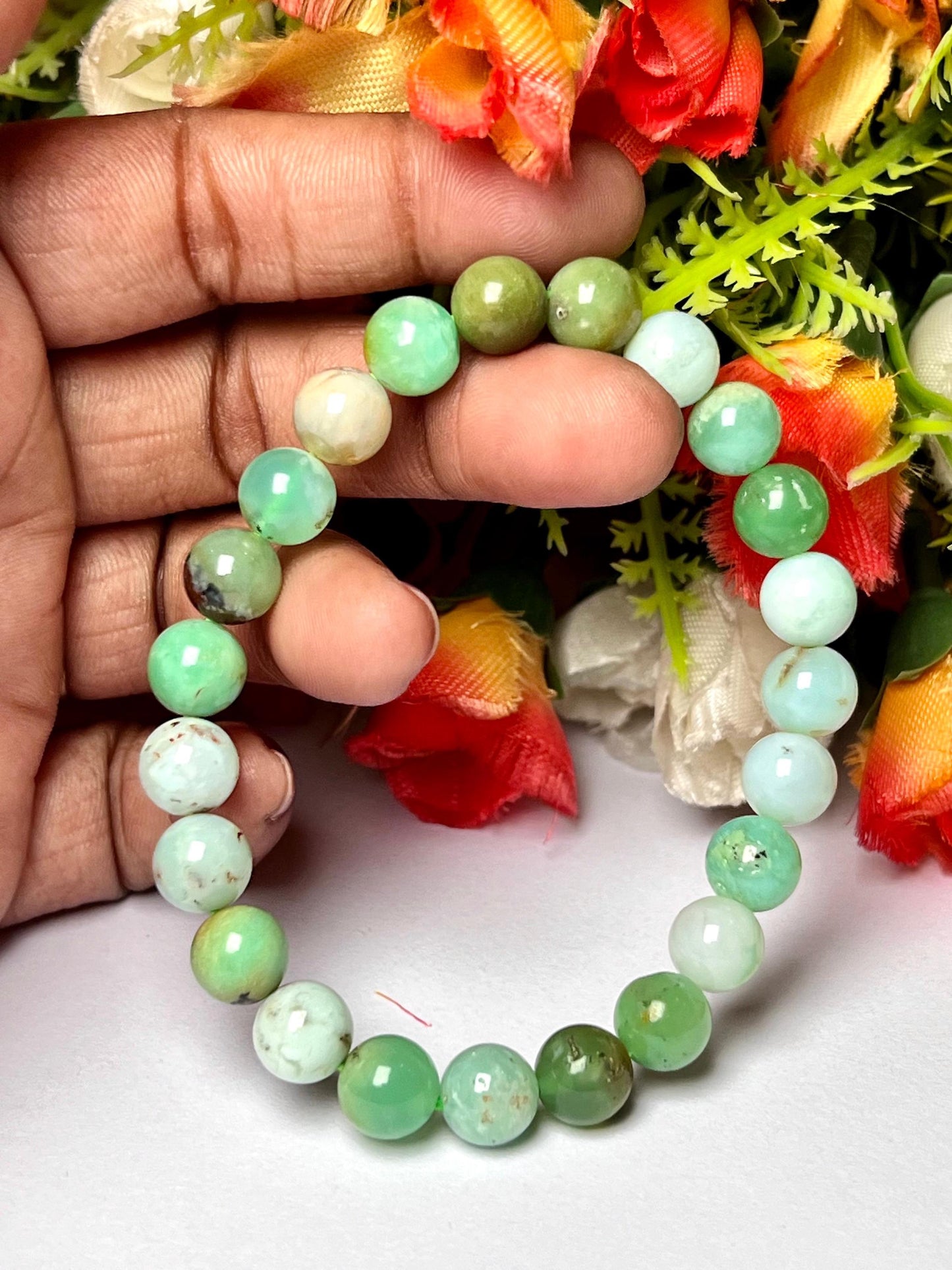 Chrysoprase Stone Bracelet l Stretchable Bracelet l Unisex Bracelet l 8 MM Bracelet