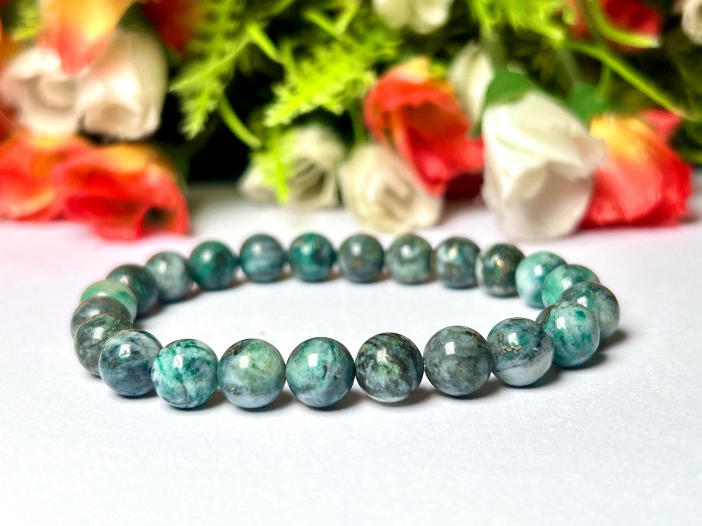 Emerald Stone Bracelet l Stretchable Bracelet l Unisex Bracelet l 8 MM Bracelet