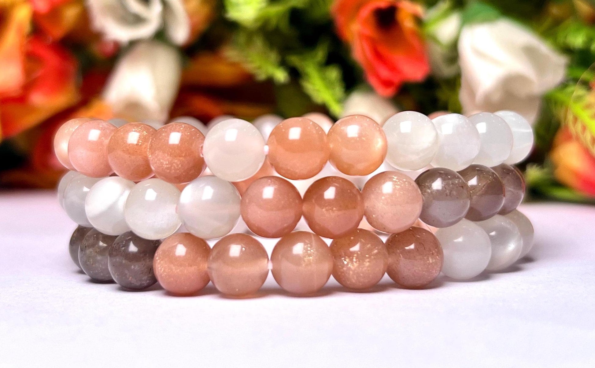 Multi Color Moonstone Bracelet l Stretchable Bracelet l Unisex Bracelet l 8 MM Bracelet