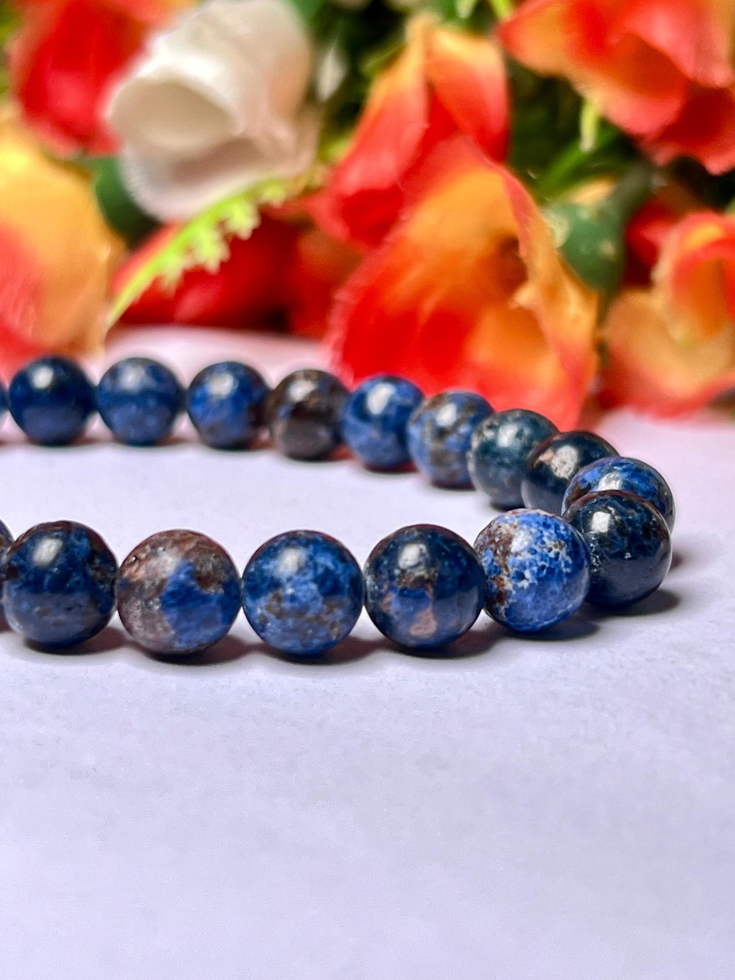 Blue Cobalt Spinal Stone Bracelet l Stretchable Bracelet l Unisex Bracelet l 8 MM Bracelet