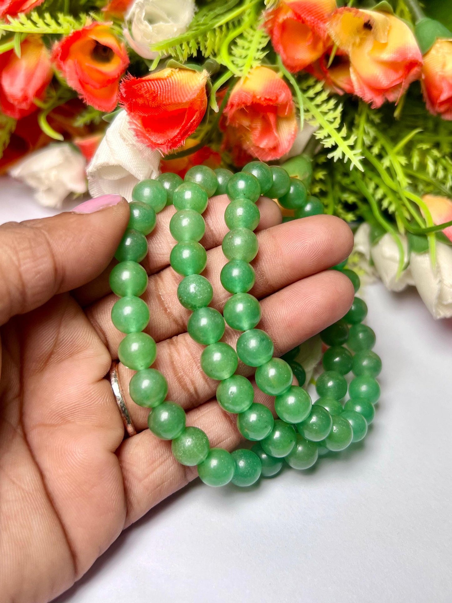 Green Aventurine Stone Bracelet l Stretchable Bracelet l Unisex Bracelet l 8 MM Bracelet