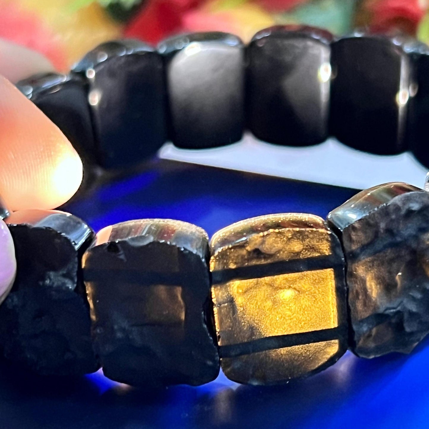 Agni Manitite Pearl of Divine Fire Stone Bracelet l Stretchable Bracelet l Unisex Bracelet l 18 MM Square Baads Bracelet