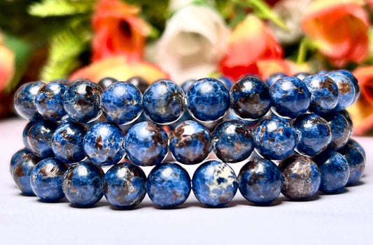 Blue Cobalt Spinal Stone Bracelet l Stretchable Bracelet l Unisex Bracelet l 8 MM Bracelet