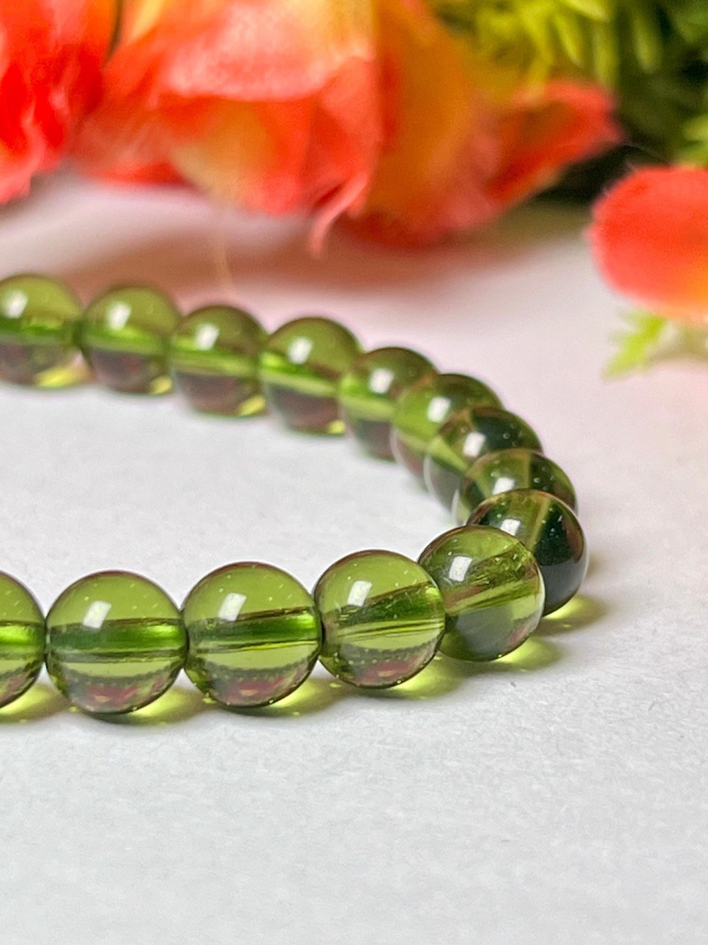 Czech Republic Moldavite Stone Bracelet l Stretchable Bracelet l Unisex Bracelet l 7 MM Bracelet