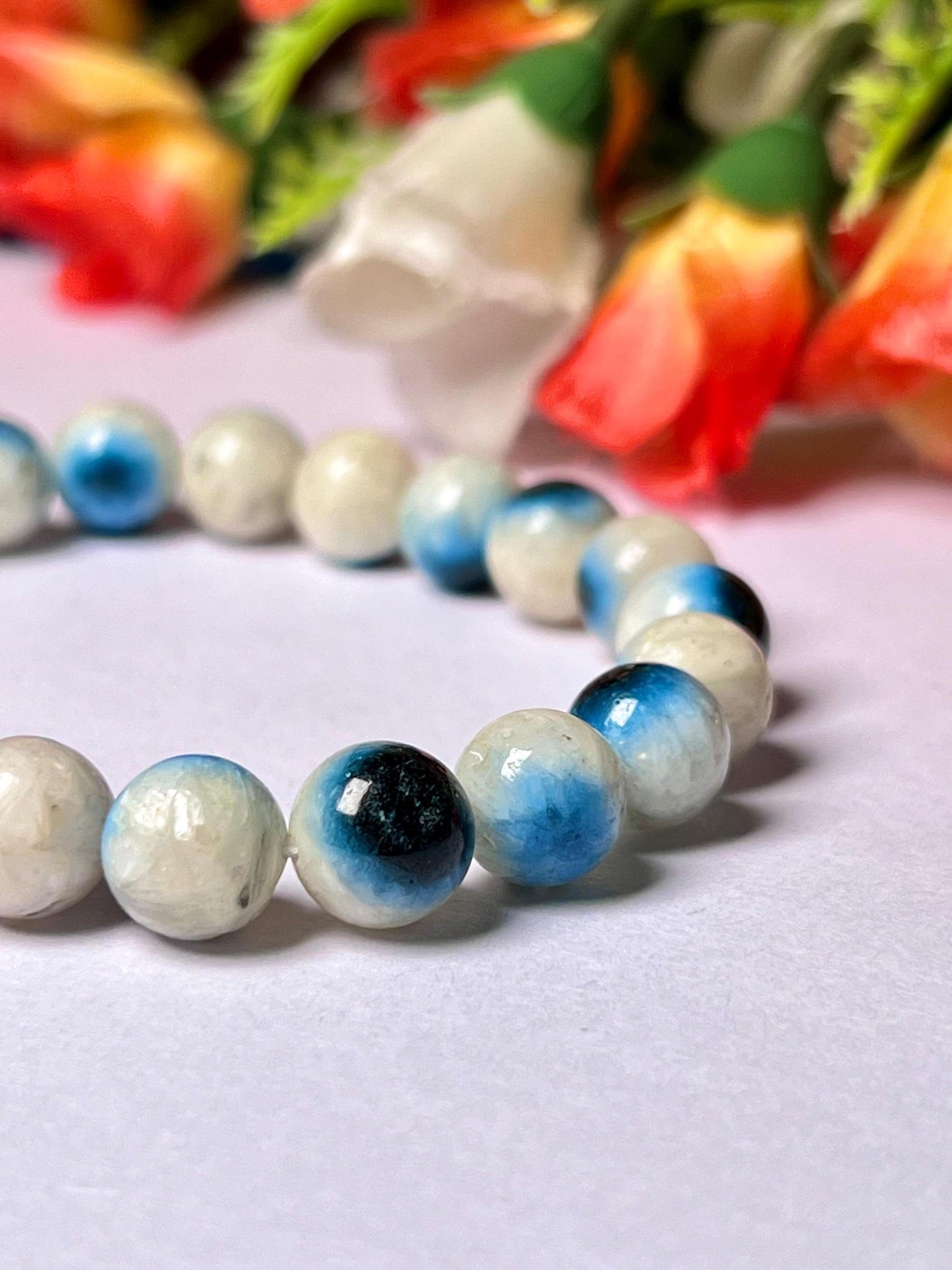 Blue Ice Nakaurite Stone Bracelet l Stretchable Bracelet l Unisex Bracelet l 9 MM Bracelet