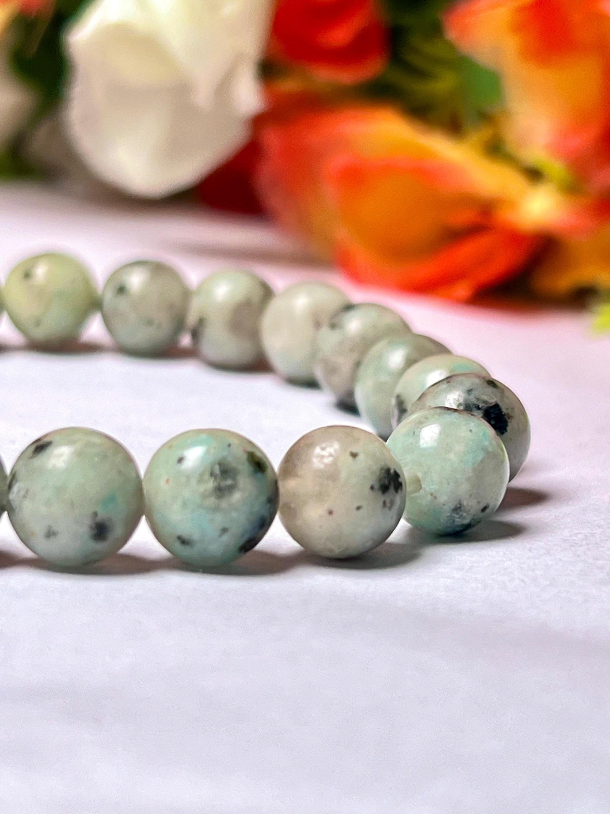 Kiwi Jasper Stone Bracelet l Stretchable Bracelet l Unisex Bracelet l 8 MM Bracelet