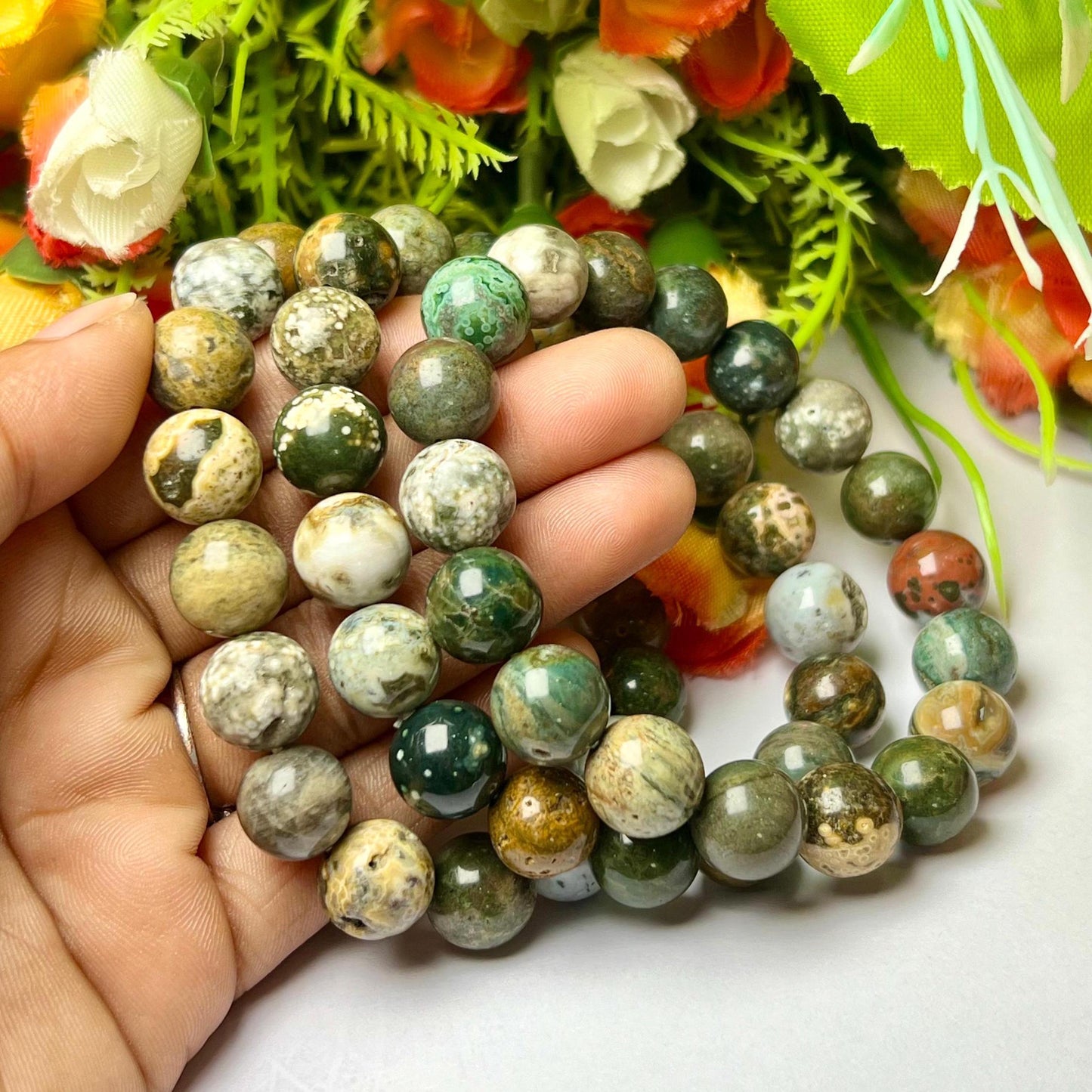 Men's 12 MM Ocean Jasper Stone Bracelet| Jewelry for Men