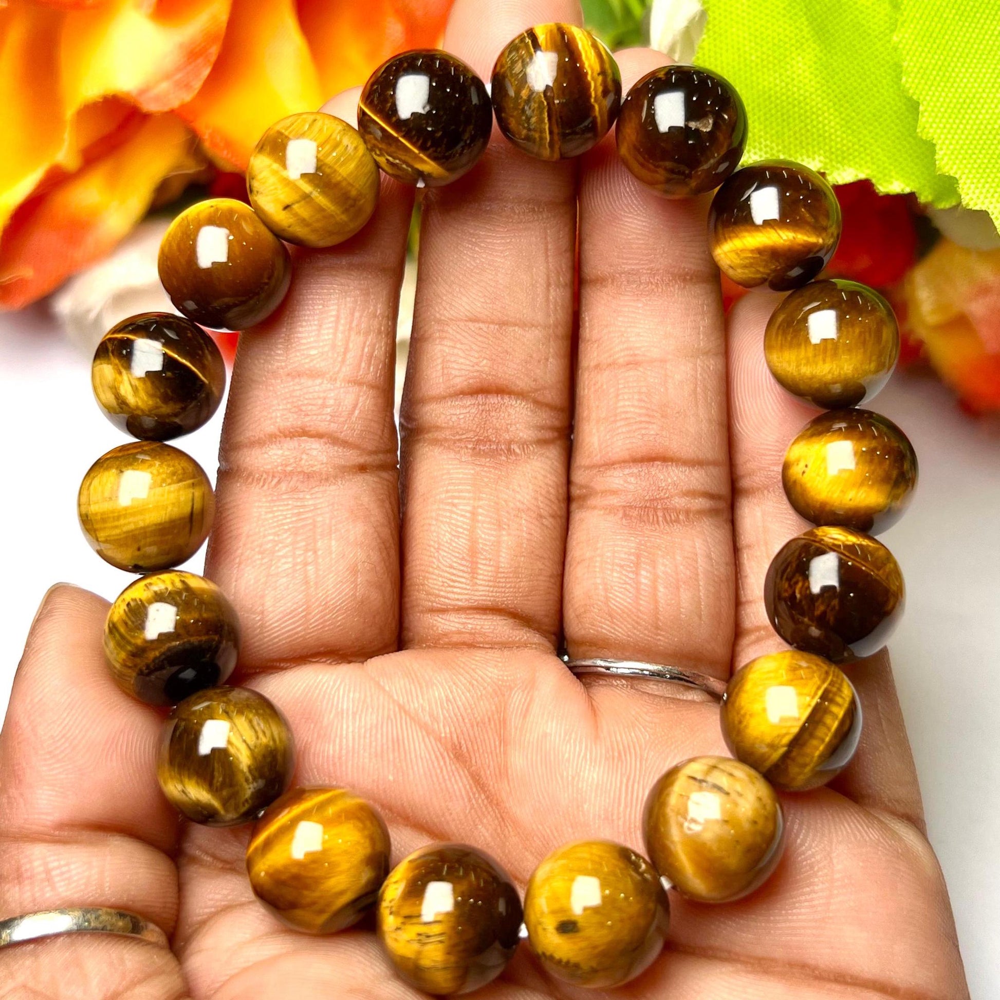 Men's 12 MM Yellow Tiger Eye Stone Bracelet| Jewelry for Men