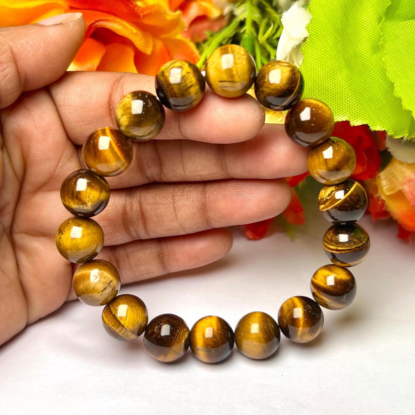 Men's 12 MM Yellow Tiger Eye Stone Bracelet| Jewelry for Men