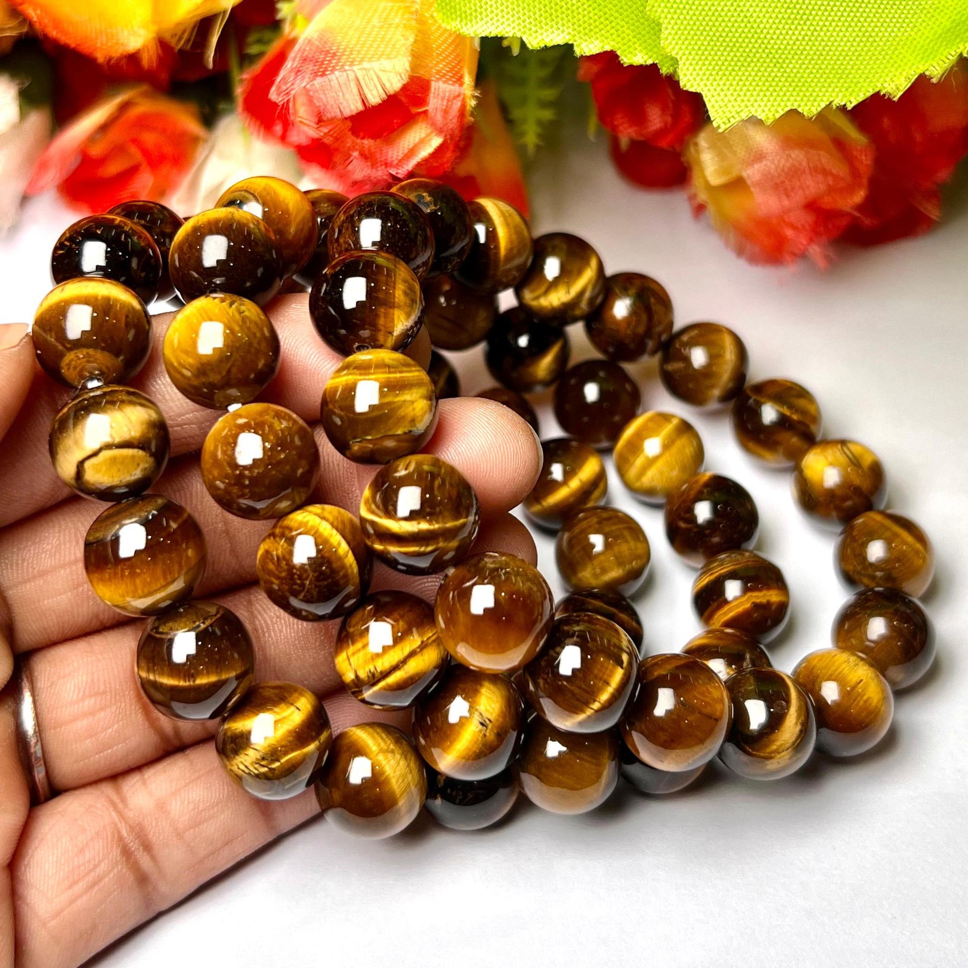 Men's 12 MM Yellow Tiger Eye Stone Bracelet| Jewelry for Men