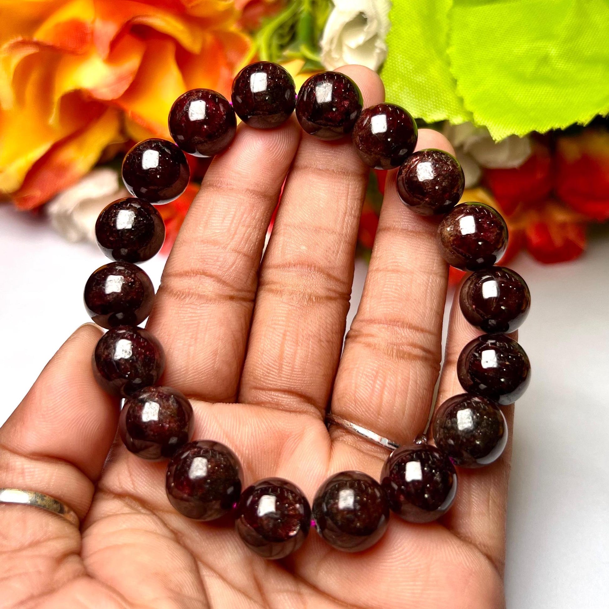 Garnet Stone Bracelet l Stretchable Bracelet l Unisex Bracelet l 8 MM Bracelet