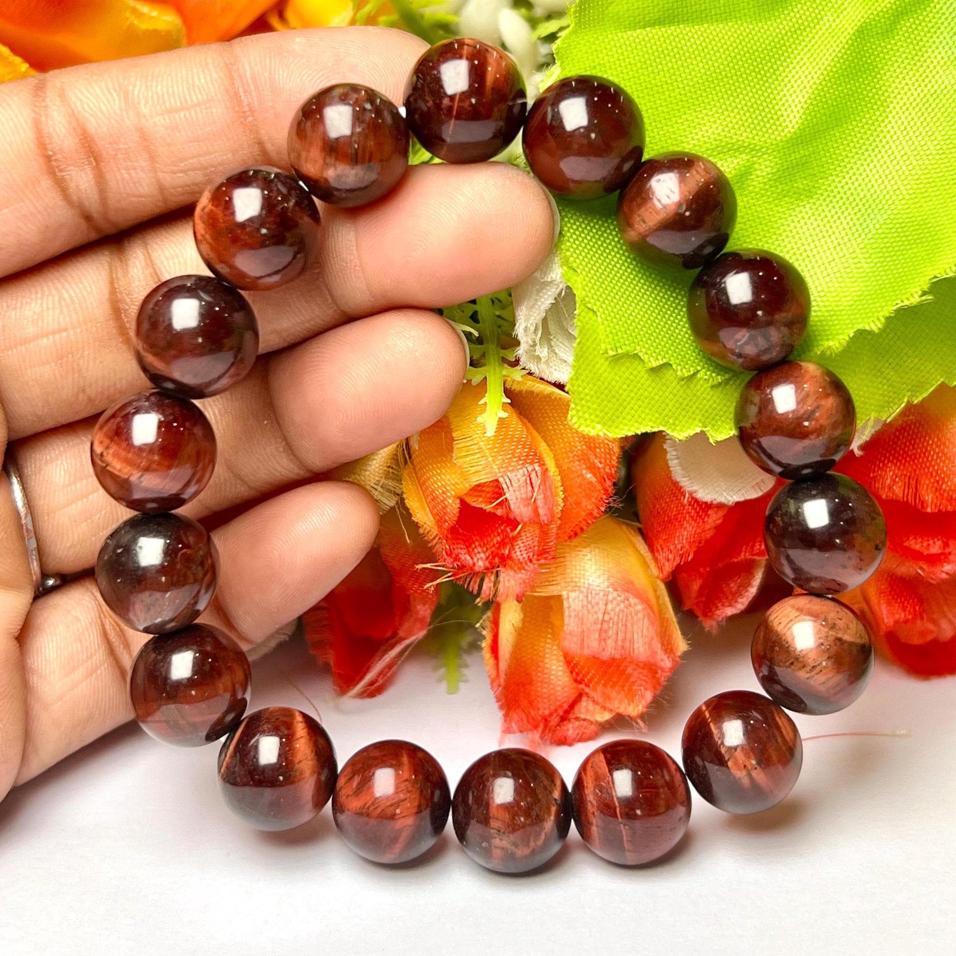 Men's 12 MM Red Tiger Eye Stone Bracelet| Jewelry for Men