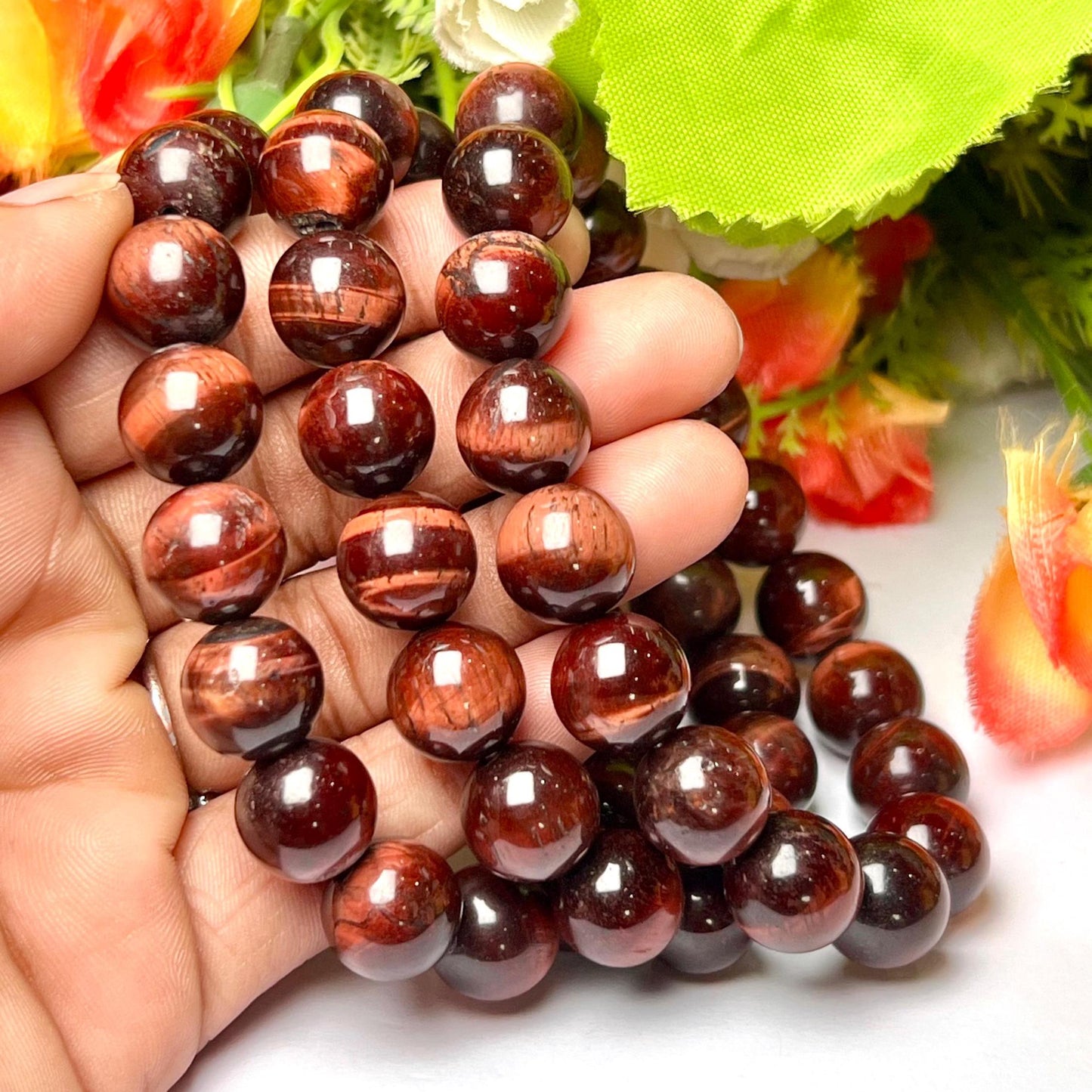 Men's 12 MM Red Tiger Eye Stone Bracelet| Jewelry for Men