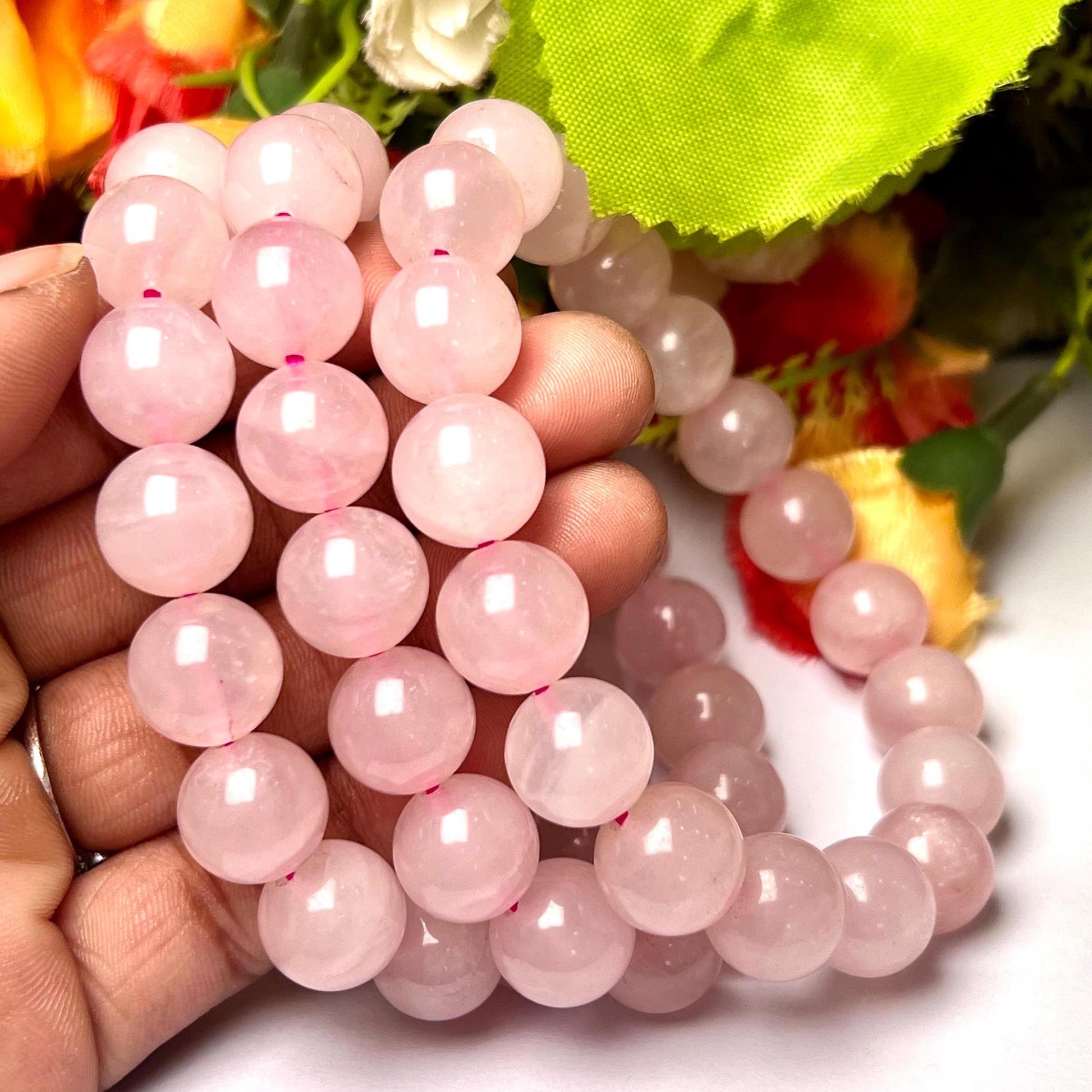 Men's 12 MM Rose Quartz Stone Bracelet| Jewelry for Men| Good For Love