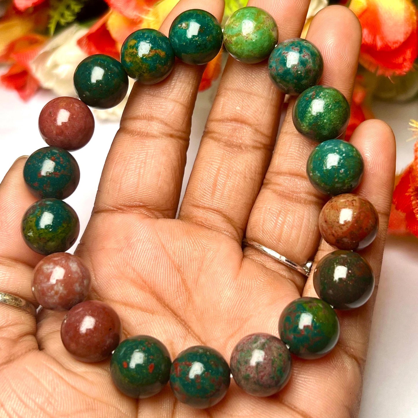 Men's 12 MM Blood Stone Bracelet| Jewelry for Men| Good For Health