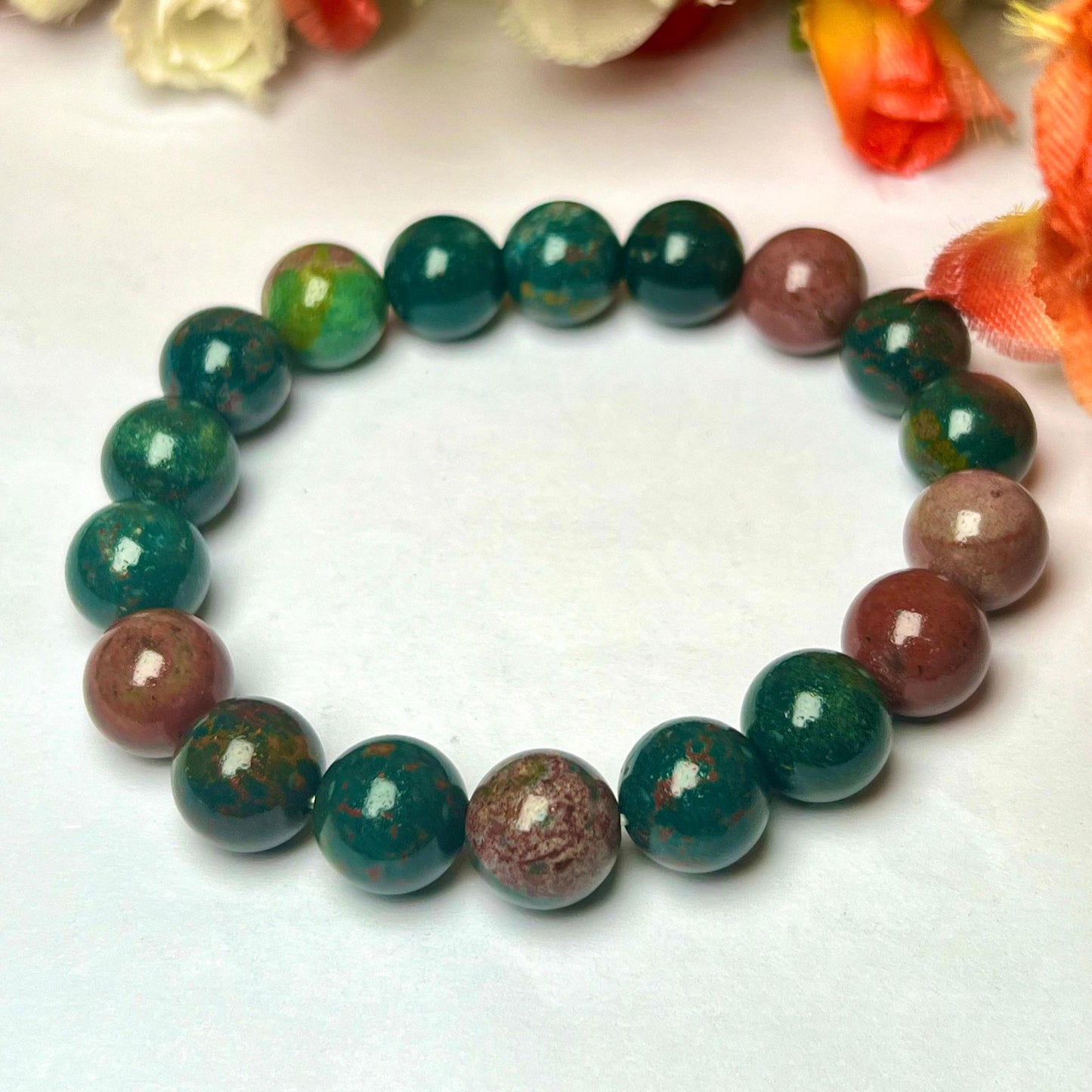 Men's 12 MM Blood Stone Bracelet| Jewelry for Men| Good For Health