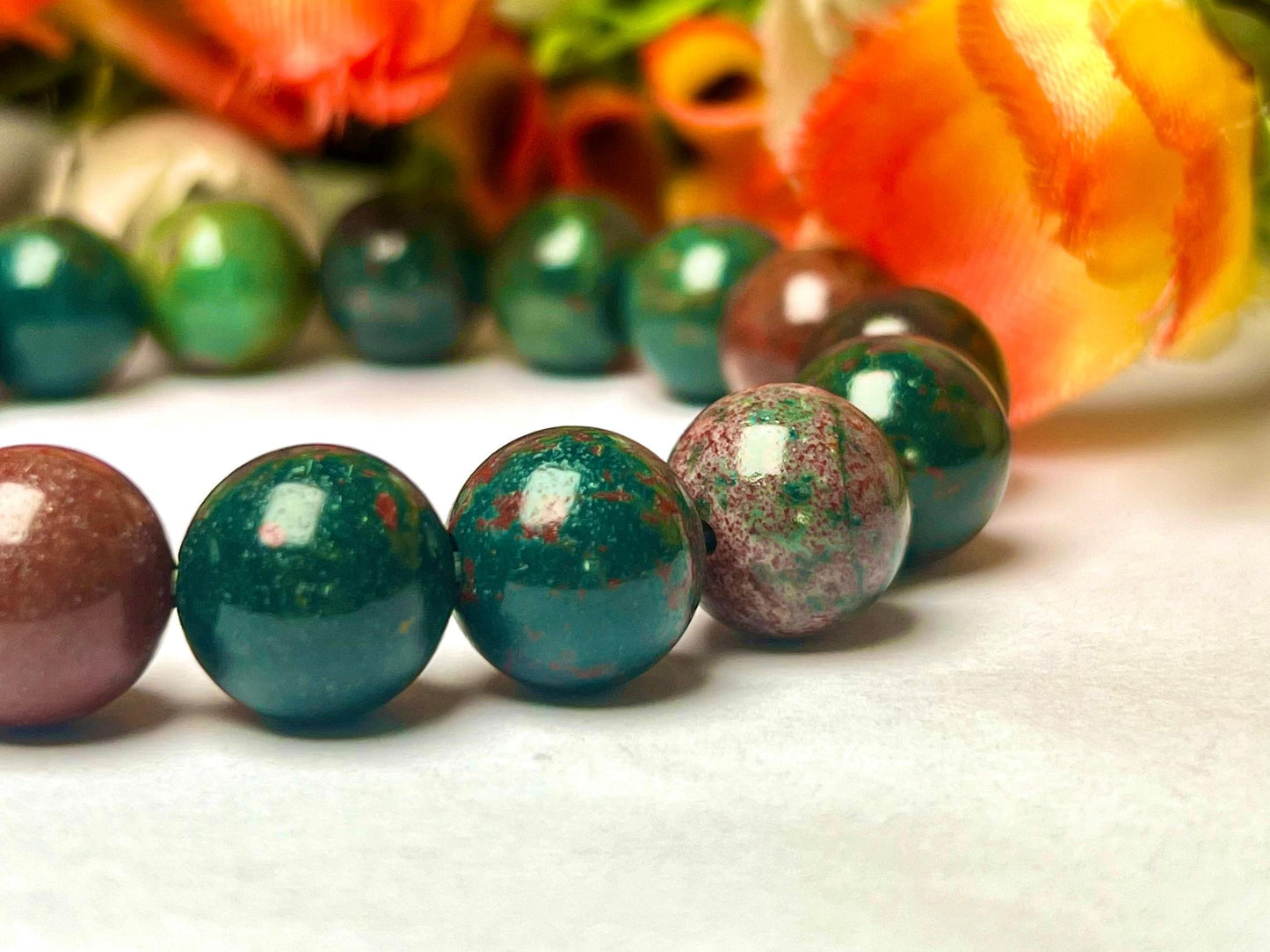 Men's 12 MM Blood Stone Bracelet| Jewelry for Men| Good For Health