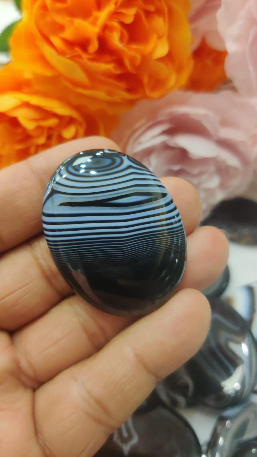 Black Sulemani Worry Stone – Crystal Worry Stone – Pocket Stone – Healing Crystal - 4.5x3.5cm