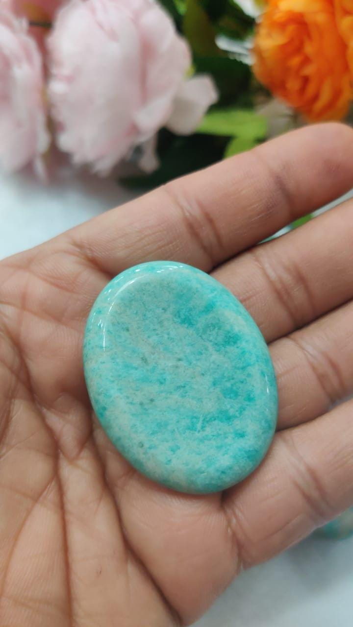 Amazonite Worry Stone – Crystal Worry Stone – Pocket Stone – Healing Crystal - 4.5x3.5cm