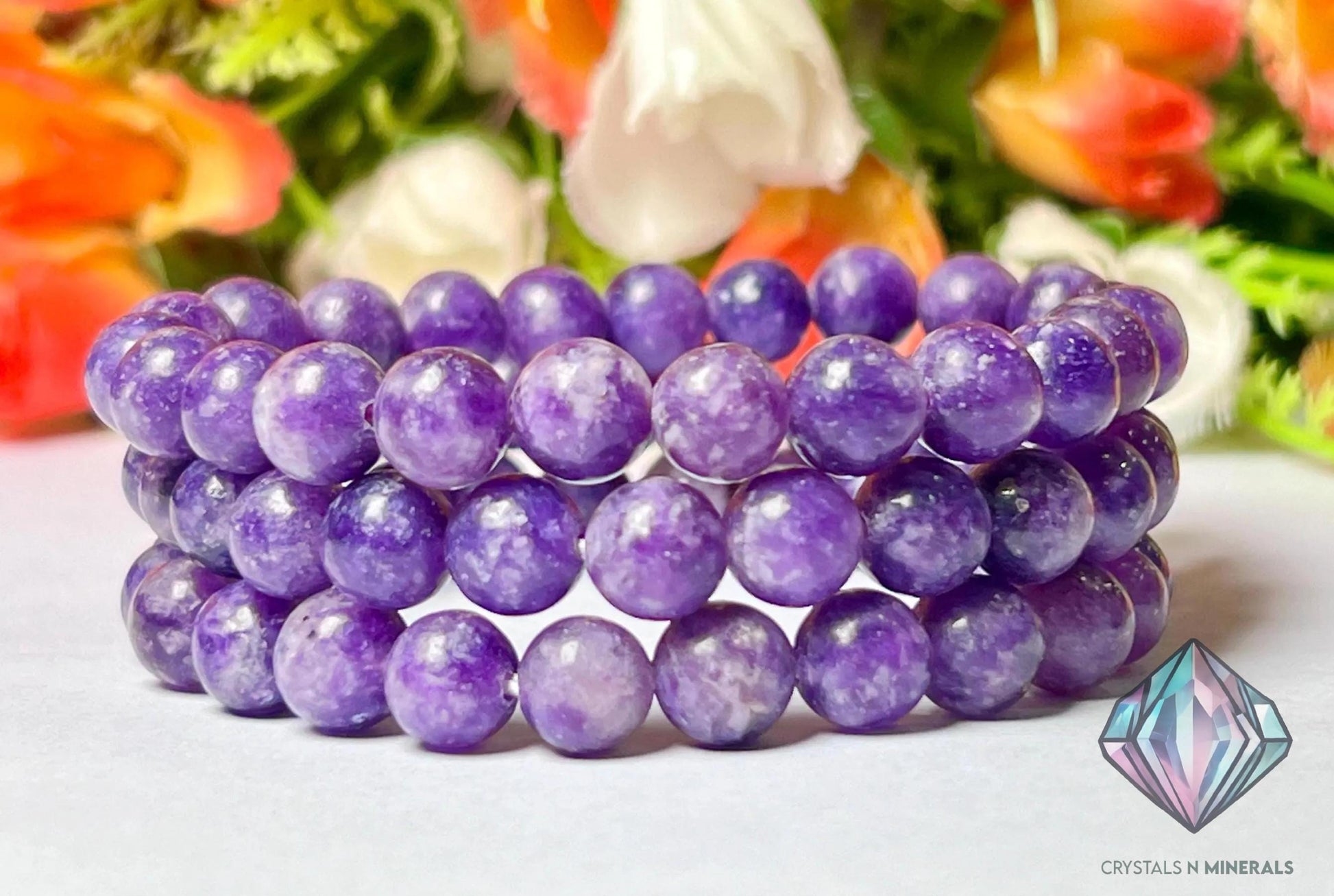 Lepidolite Stone Bracelet l Stretchable Bracelet l Unisex Bracelet l 8 MM Bracelet