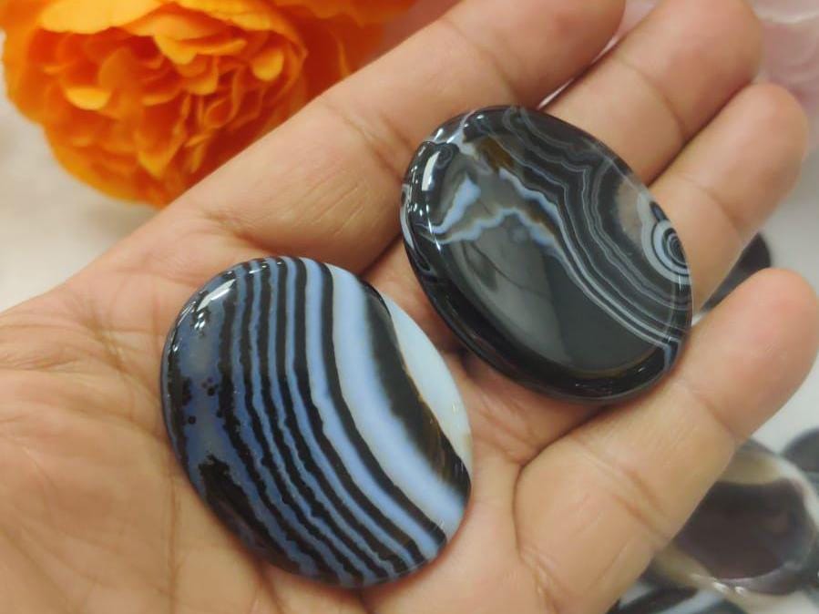 Black Sulemani Worry Stone – Crystal Worry Stone – Pocket Stone – Healing Crystal - 4.5x3.5cm