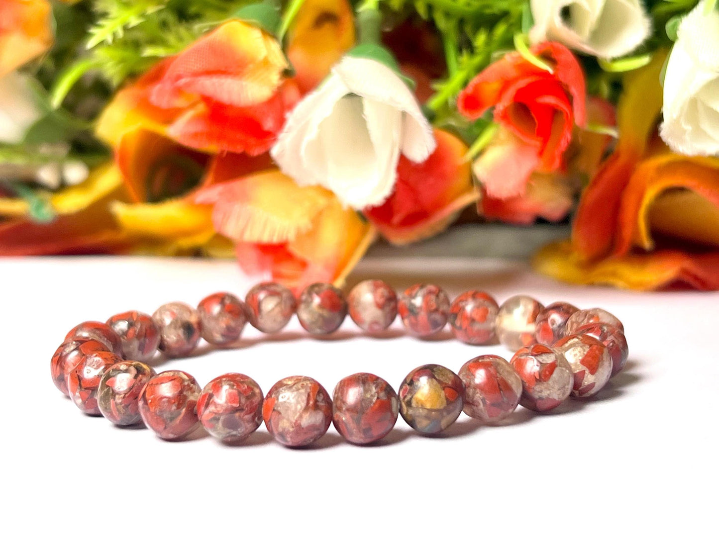 Brecciated Jasper Stone Bracelet l Stretchable Bracelet l Unisex Bracelet l 8 MM Bracelet