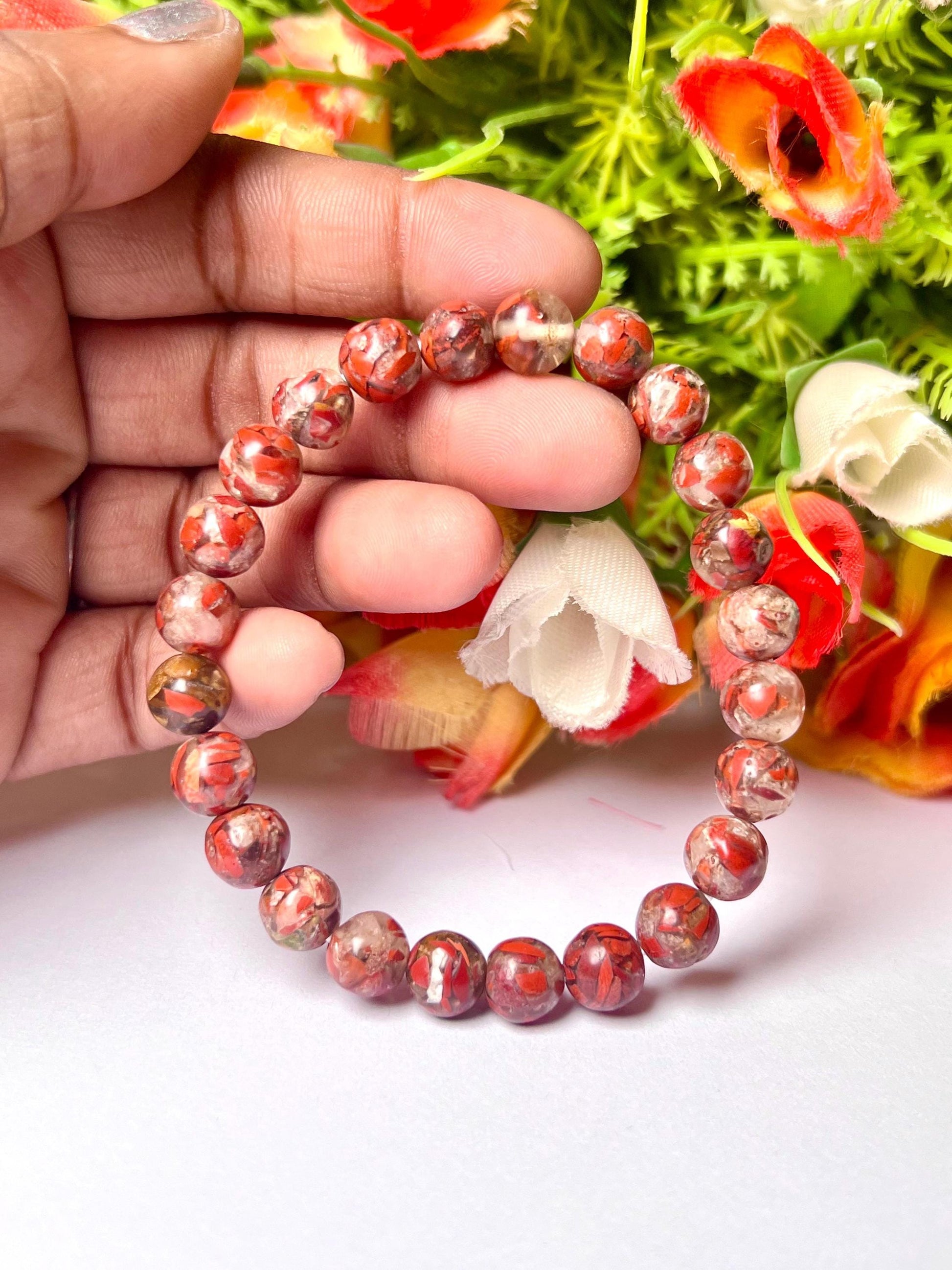 Brecciated Jasper Stone Bracelet l Stretchable Bracelet l Unisex Bracelet l 8 MM Bracelet