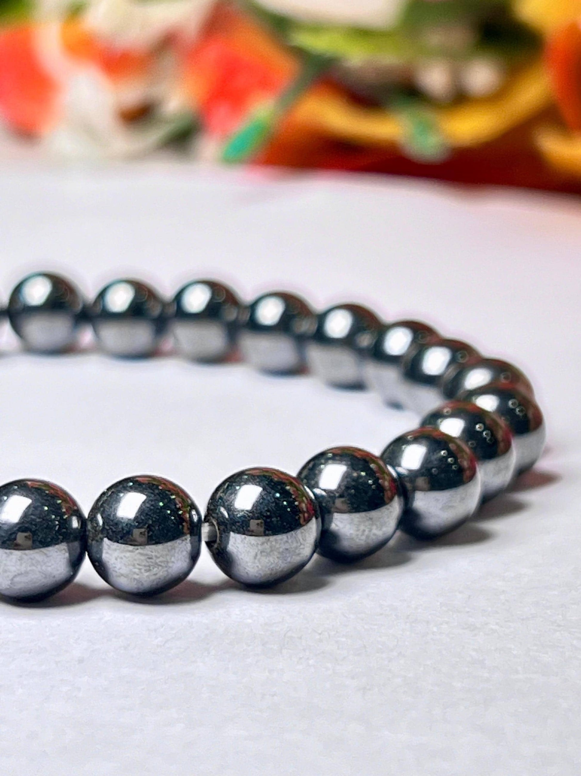 Magnetite Stone Bracelet l Stretchable Bracelet l Unisex Bracelet l 8 MM Bracelet