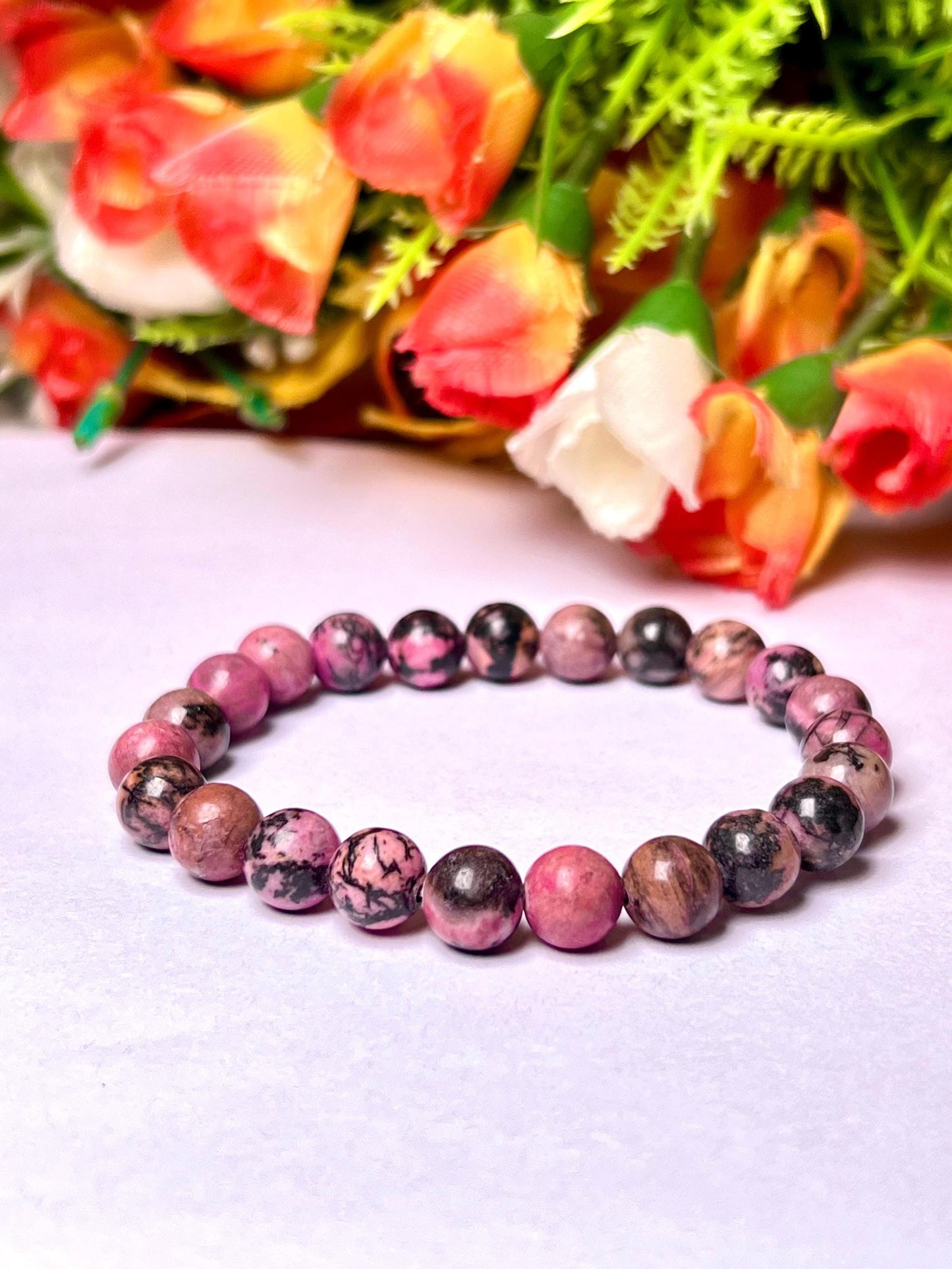 Rhodonite Stone Bracelet l Stretchable Bracelet l Unisex Bracelet l 8 MM Bracelet