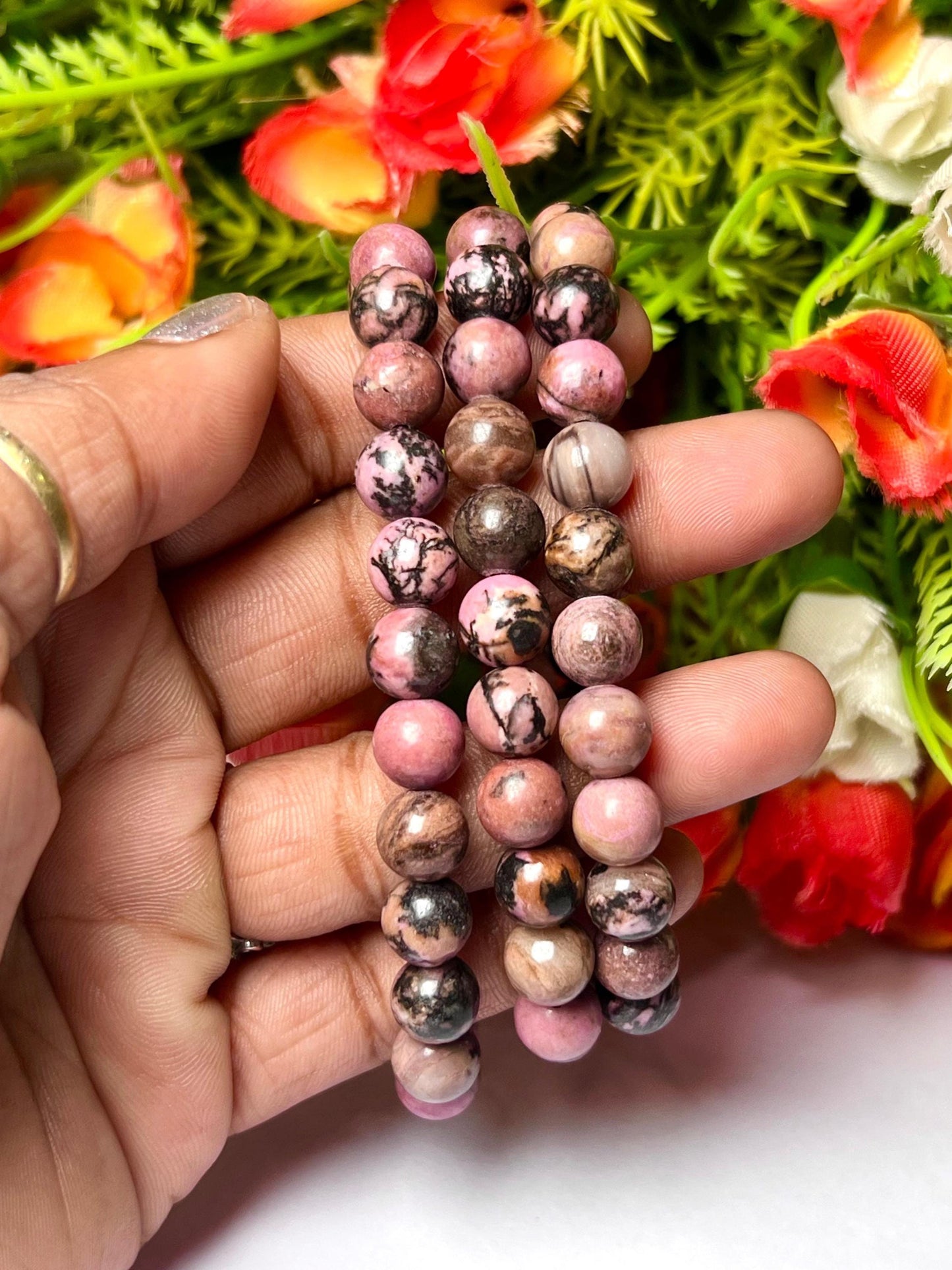 Rhodonite Stone Bracelet l Stretchable Bracelet l Unisex Bracelet l 8 MM Bracelet