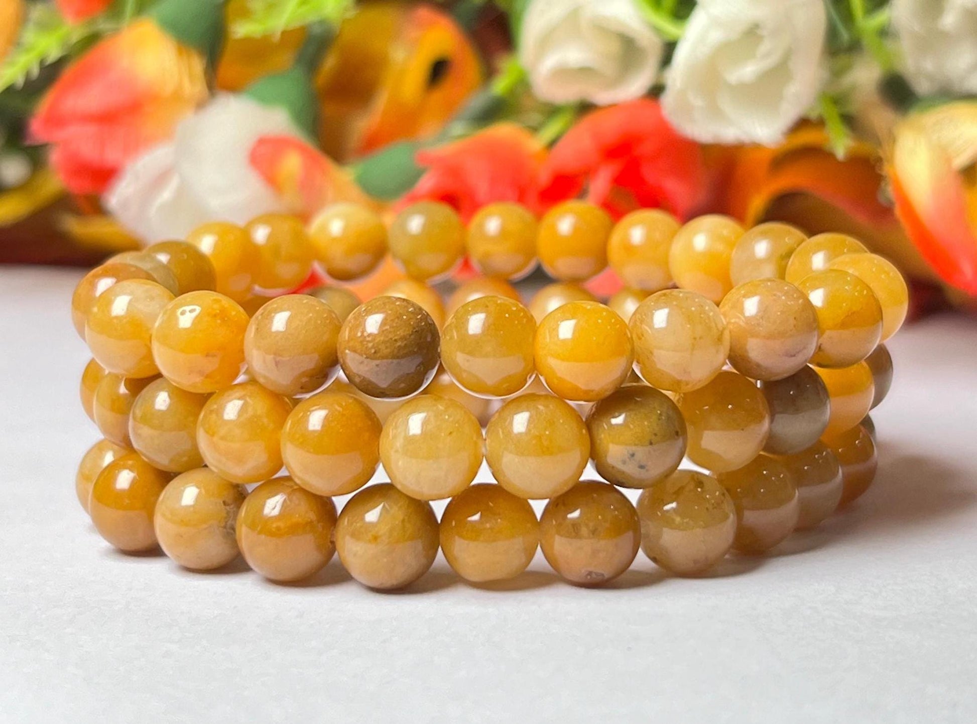 Golden Healer Stone Bracelet l Stretchable Bracelet l Unisex Bracelet l 8 MM Bracelet