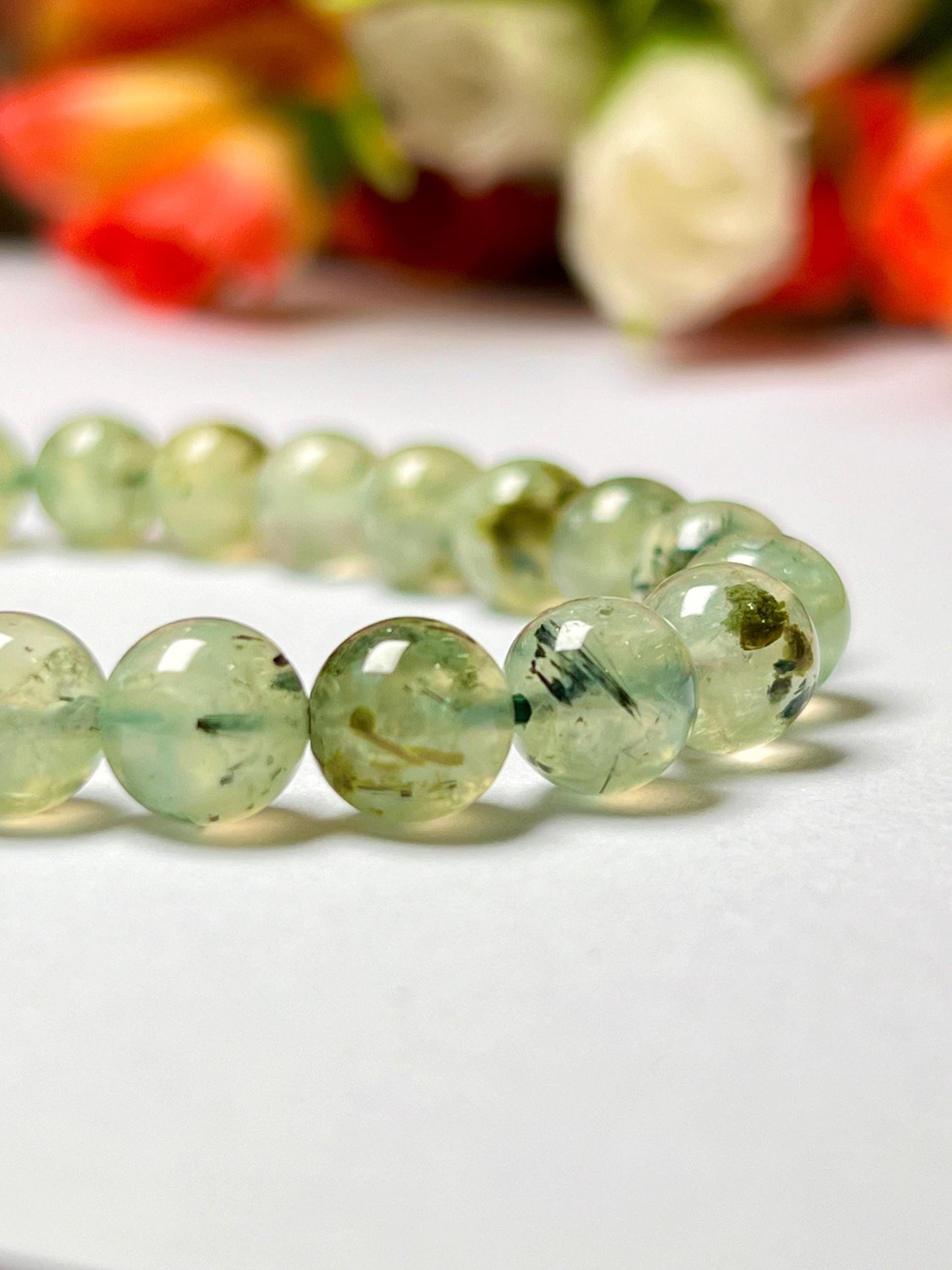 Prehnite Stone Bracelet l Stretchable Bracelet l Unisex Bracelet l 8 MM Bracelet