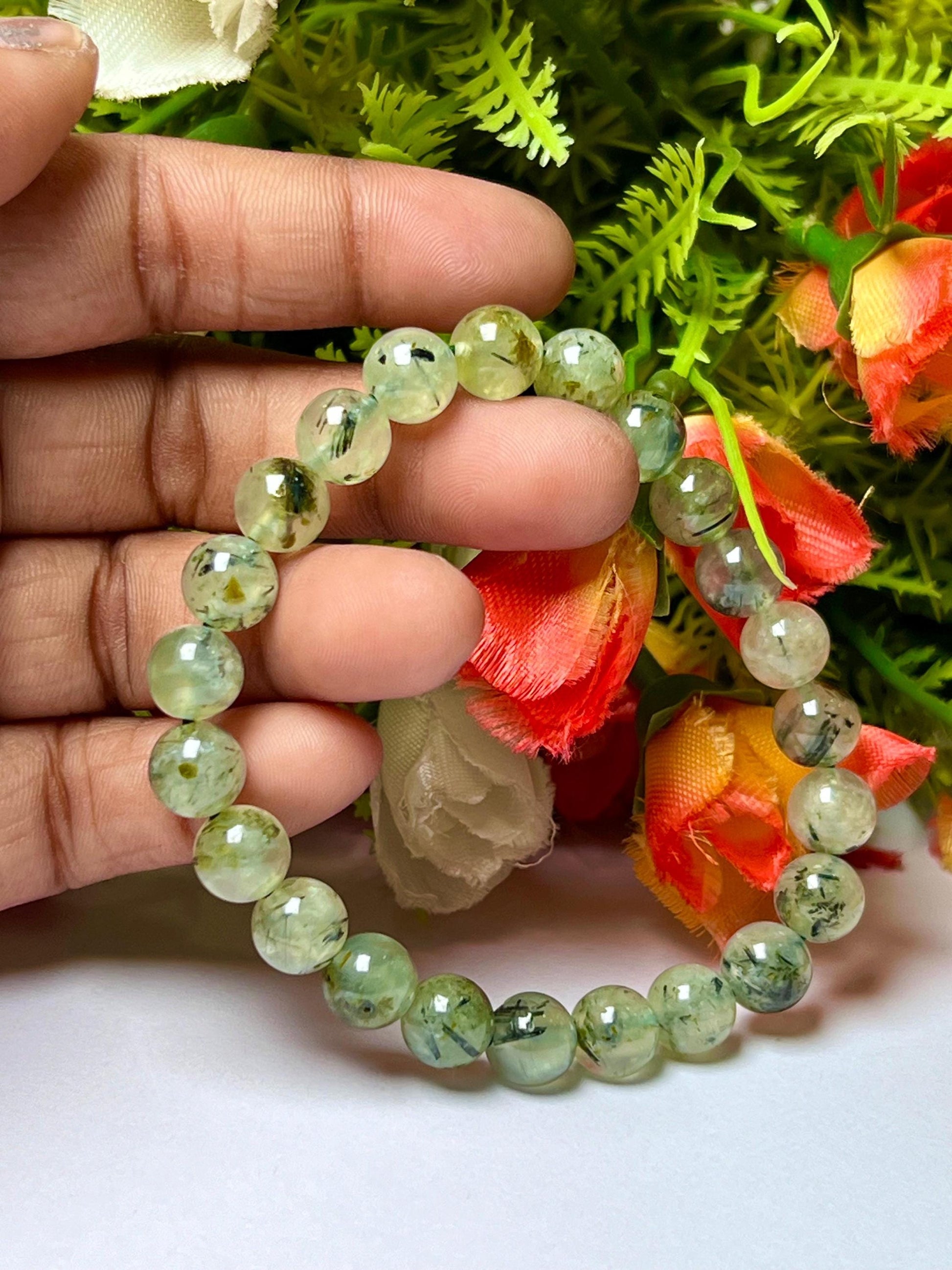 Prehnite Stone Bracelet l Stretchable Bracelet l Unisex Bracelet l 8 MM Bracelet