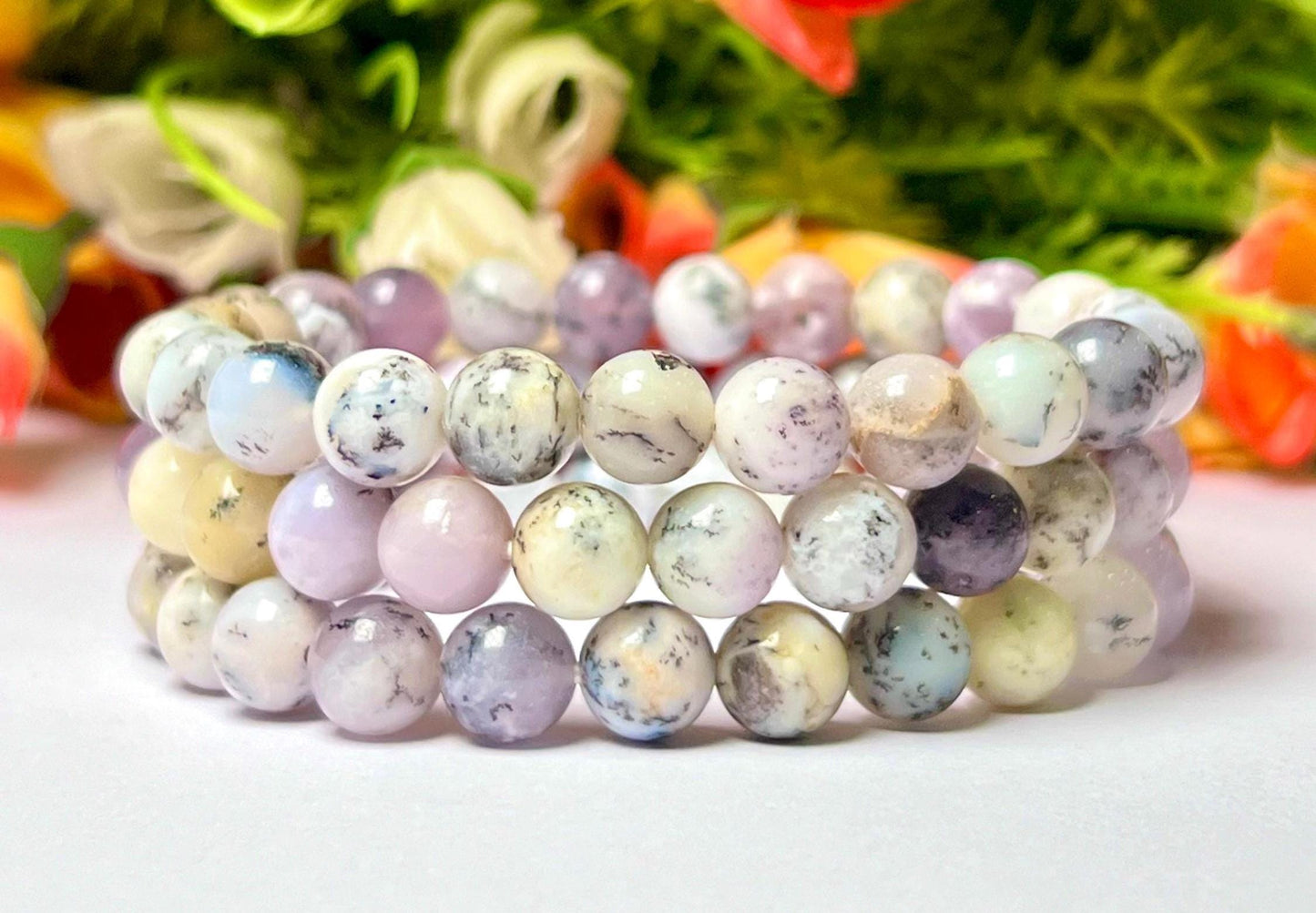 Dendrite Agate Stone Bracelet l Stretchable Bracelet l Unisex Bracelet l 8 MM Bracelet