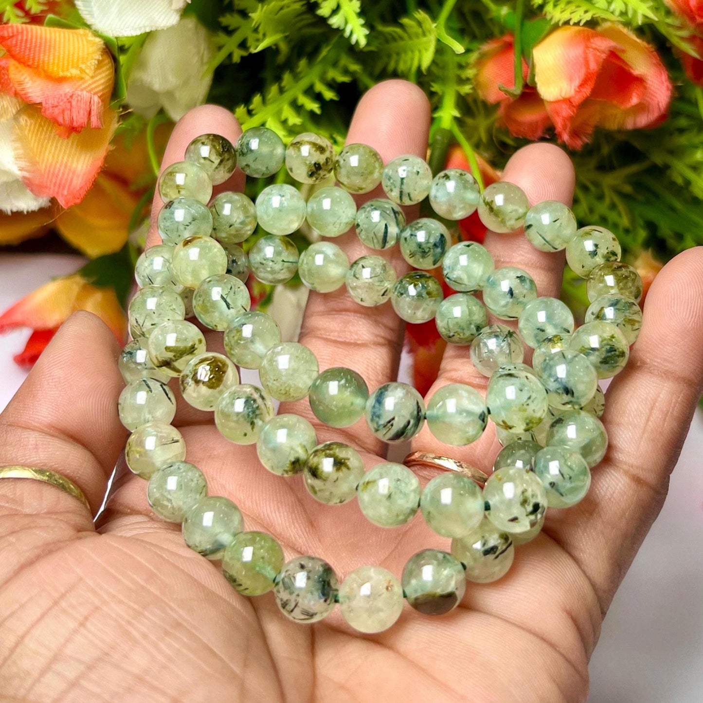 Prehnite Stone Bracelet l Stretchable Bracelet l Unisex Bracelet l 8 MM Bracelet