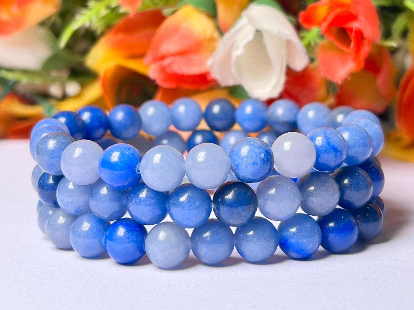 Blue Aventurine Stone Bracelet l Stretchable Bracelet l Unisex Bracelet l 8 MM Bracelet