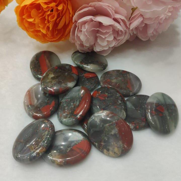 African bloodstone Worry Stone – Crystal Worry Stone – Pocket Stone – Healing Crystal - 4cmx3cm Thumb Stone One (1) Piece