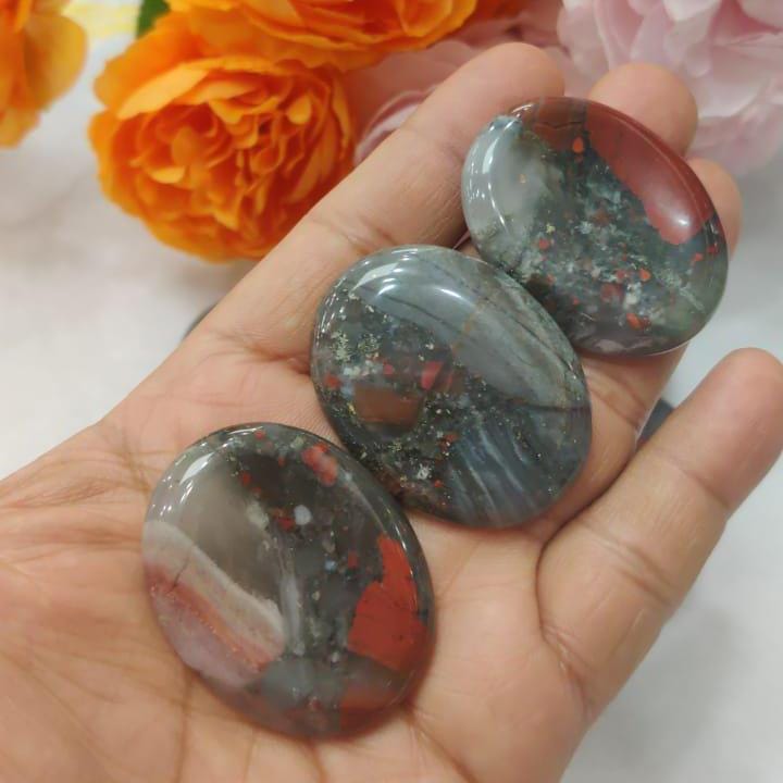 African bloodstone Worry Stone – Crystal Worry Stone – Pocket Stone – Healing Crystal - 4cmx3cm Thumb Stone One (1) Piece